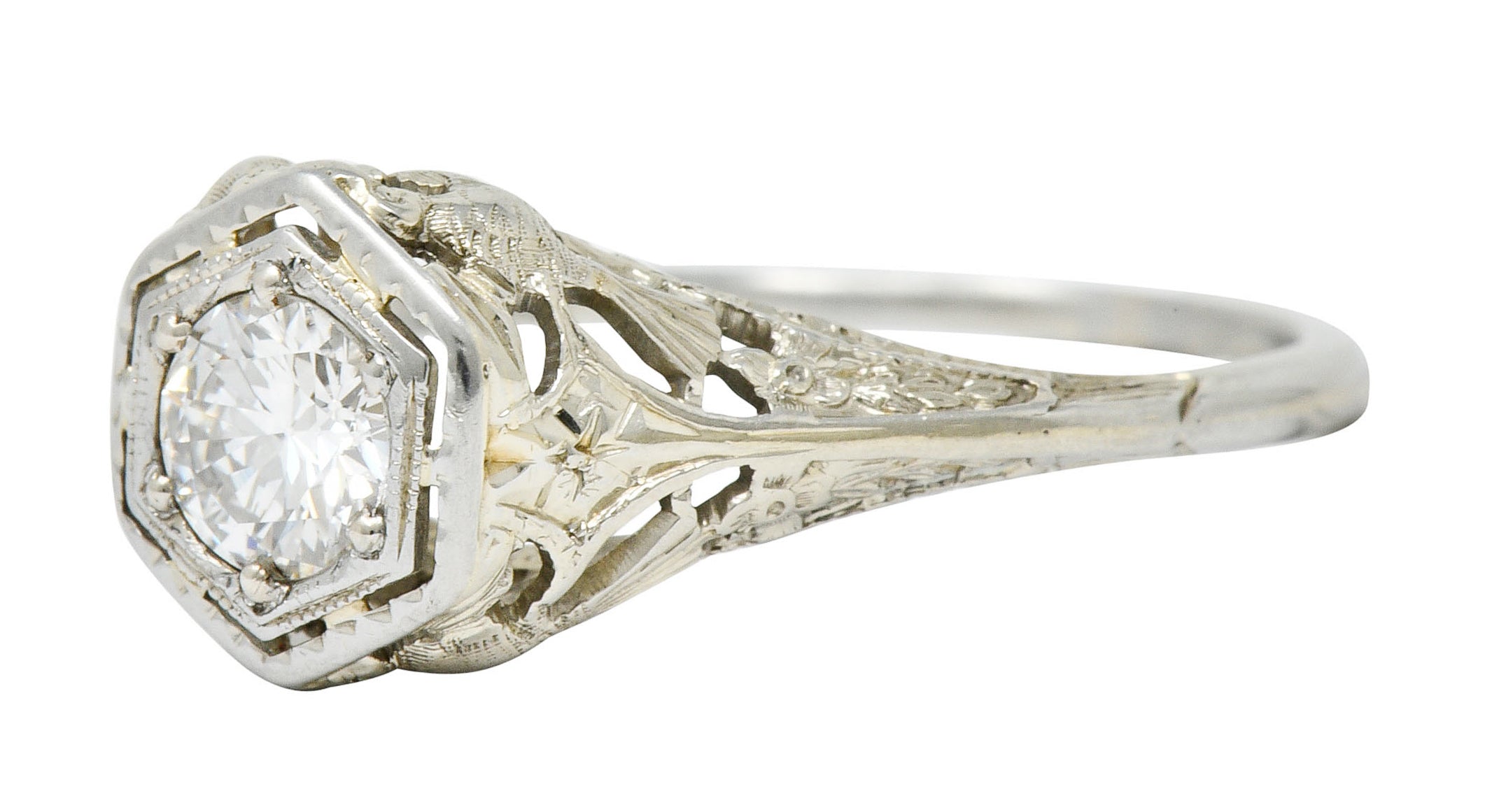 Early Art Deco 0.41 CTW Diamond 18 Karat Gold Lovebird Engagement RingRing - Wilson's Estate Jewelry