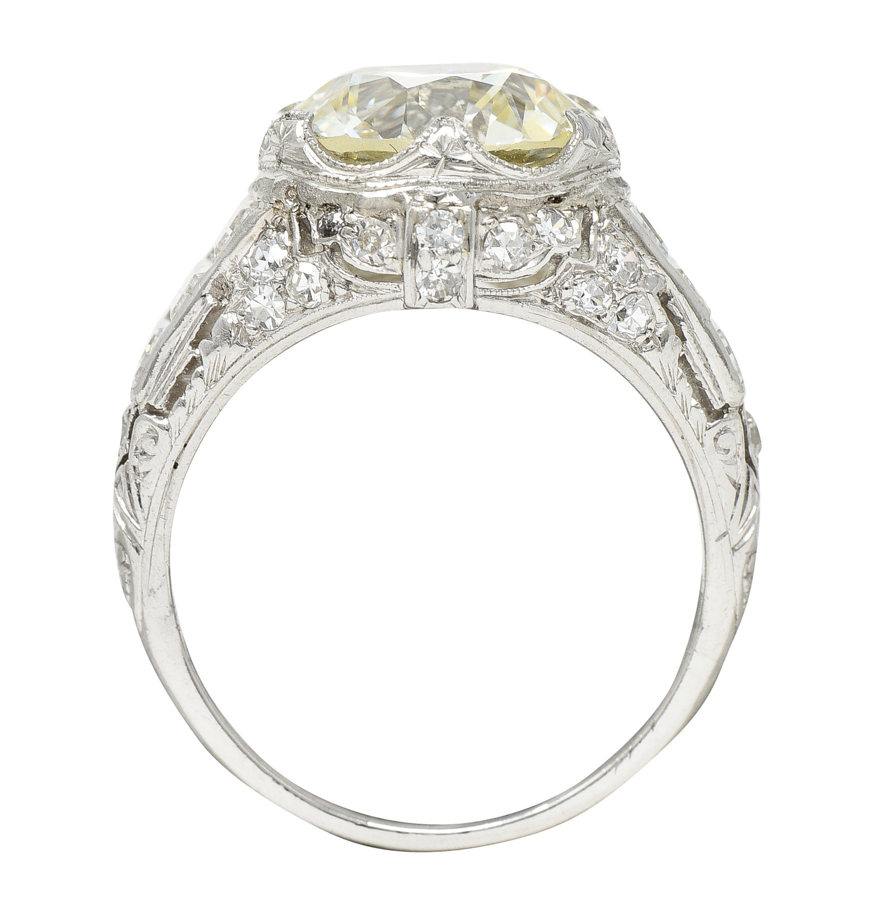 Art Deco 6.01 CTW Transitional Cut Diamond Platinum Engagement Ring GIARing - Wilson's Estate Jewelry