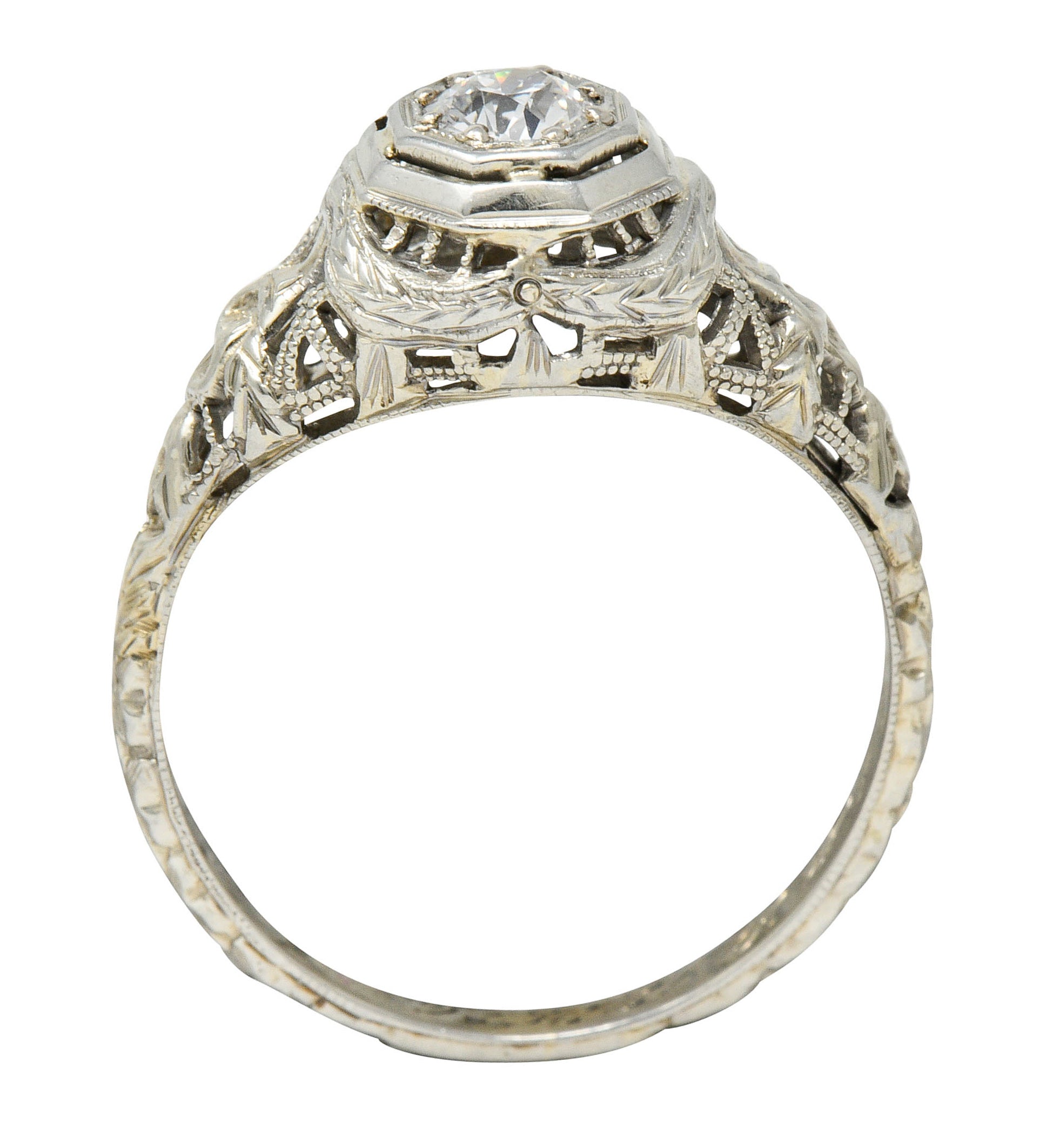 Late Edwardian Diamond 18 Karat White Gold Engagement RingRing - Wilson's Estate Jewelry