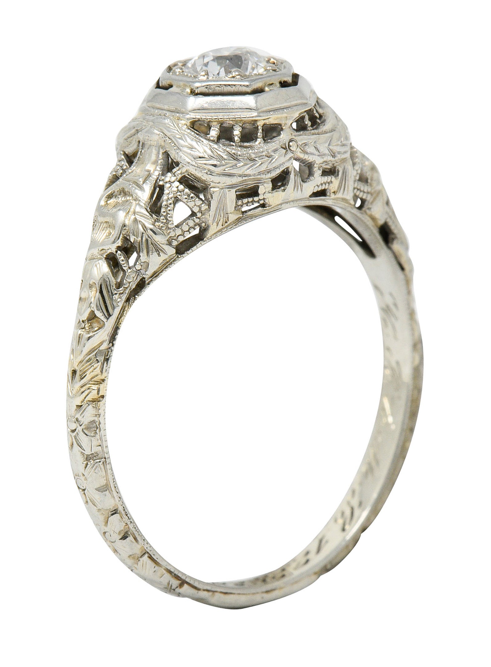 Late Edwardian Diamond 18 Karat White Gold Engagement RingRing - Wilson's Estate Jewelry