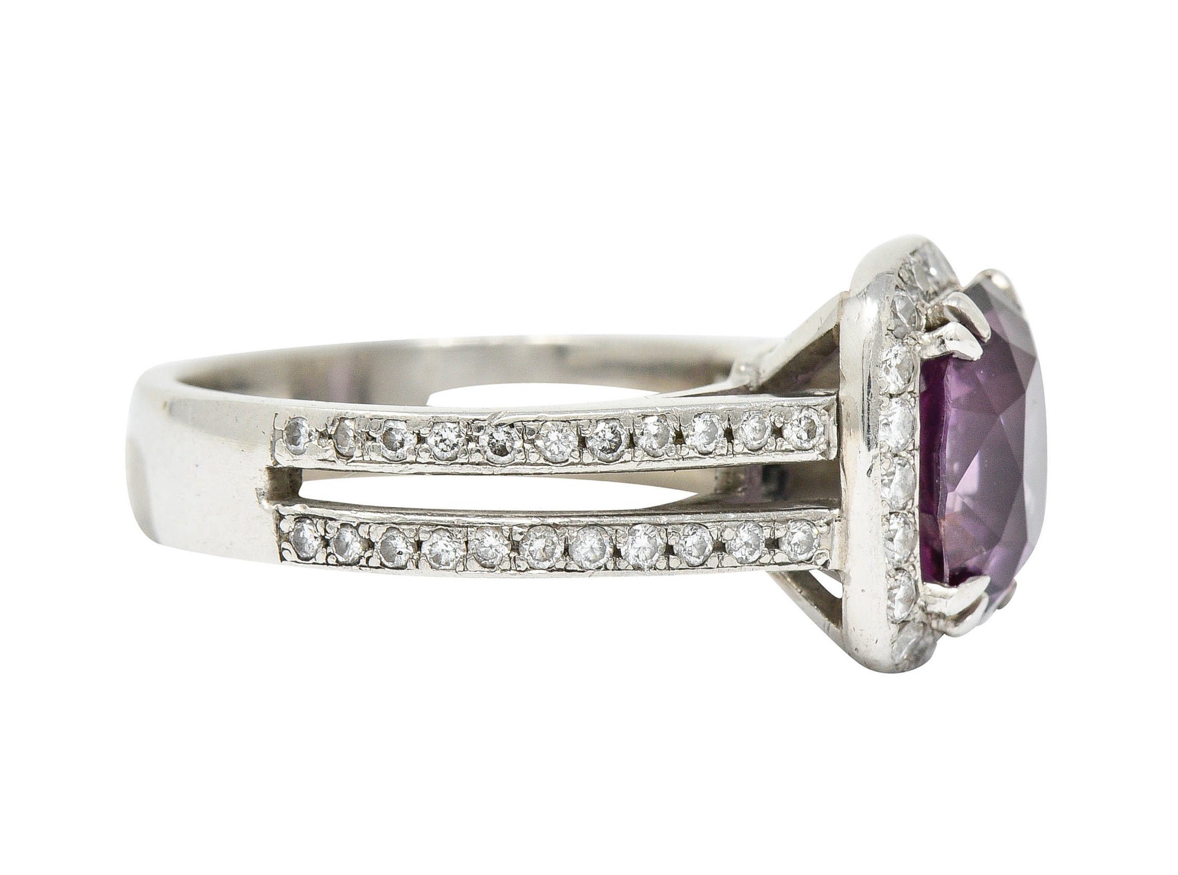 Vintage 4.74 CTW No Heat Spinel Diamond Platinum Cocktail Ring GIARing - Wilson's Estate Jewelry