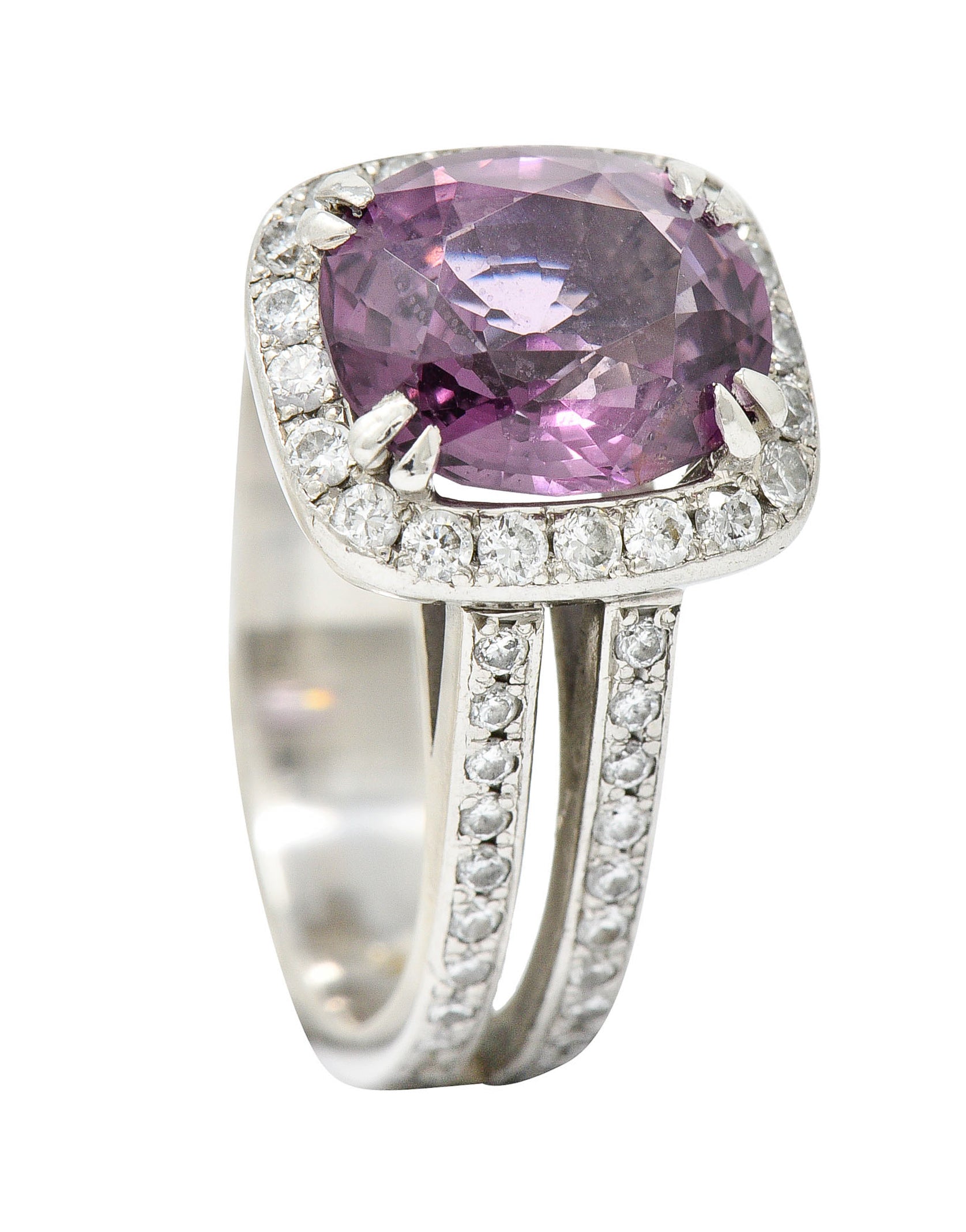 Vintage 4.74 CTW No Heat Spinel Diamond Platinum Cocktail Ring GIARing - Wilson's Estate Jewelry