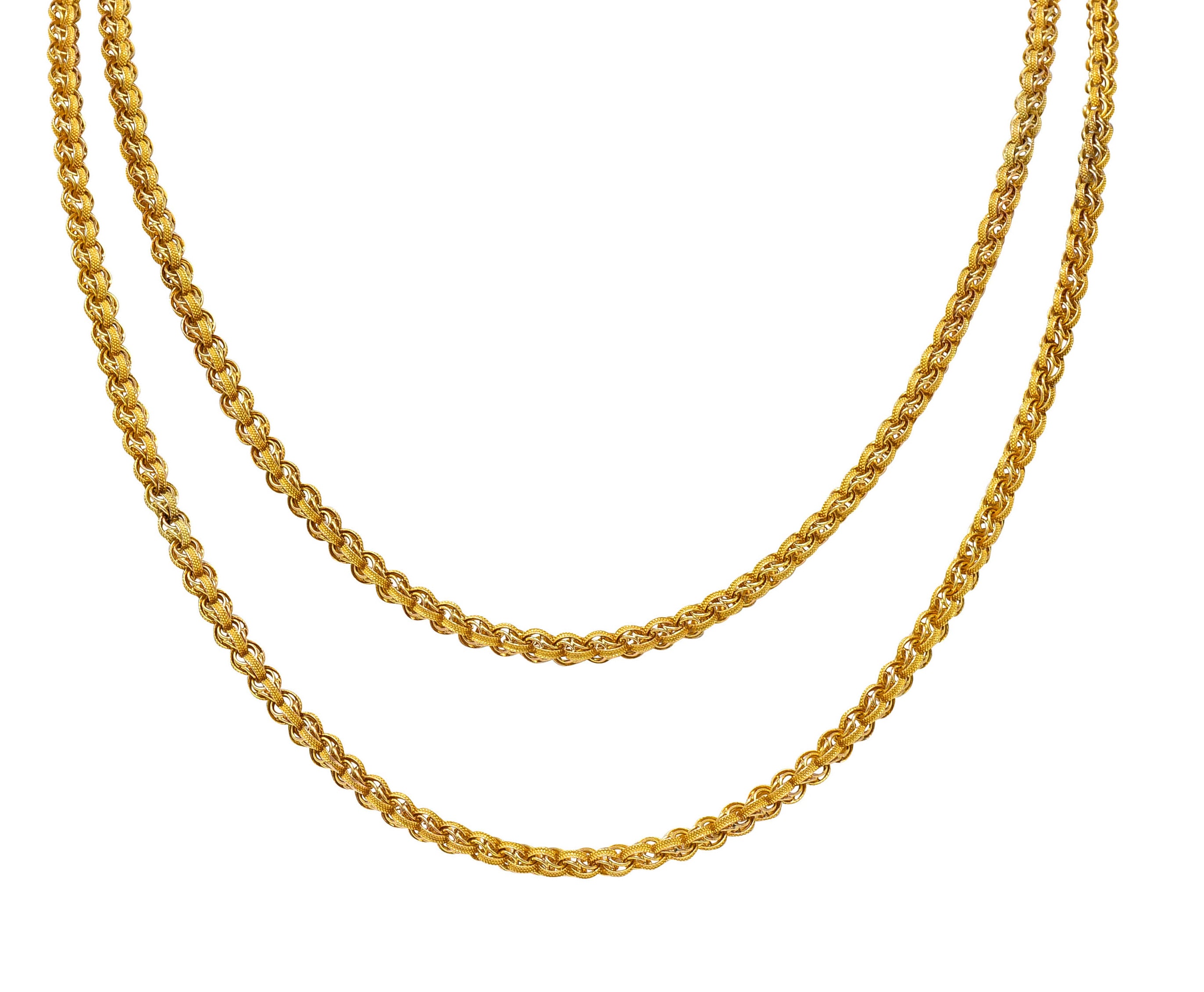 1890's Victorian 14 Karat Gold 44 Inch Long Chain Link NecklaceNecklace - Wilson's Estate Jewelry