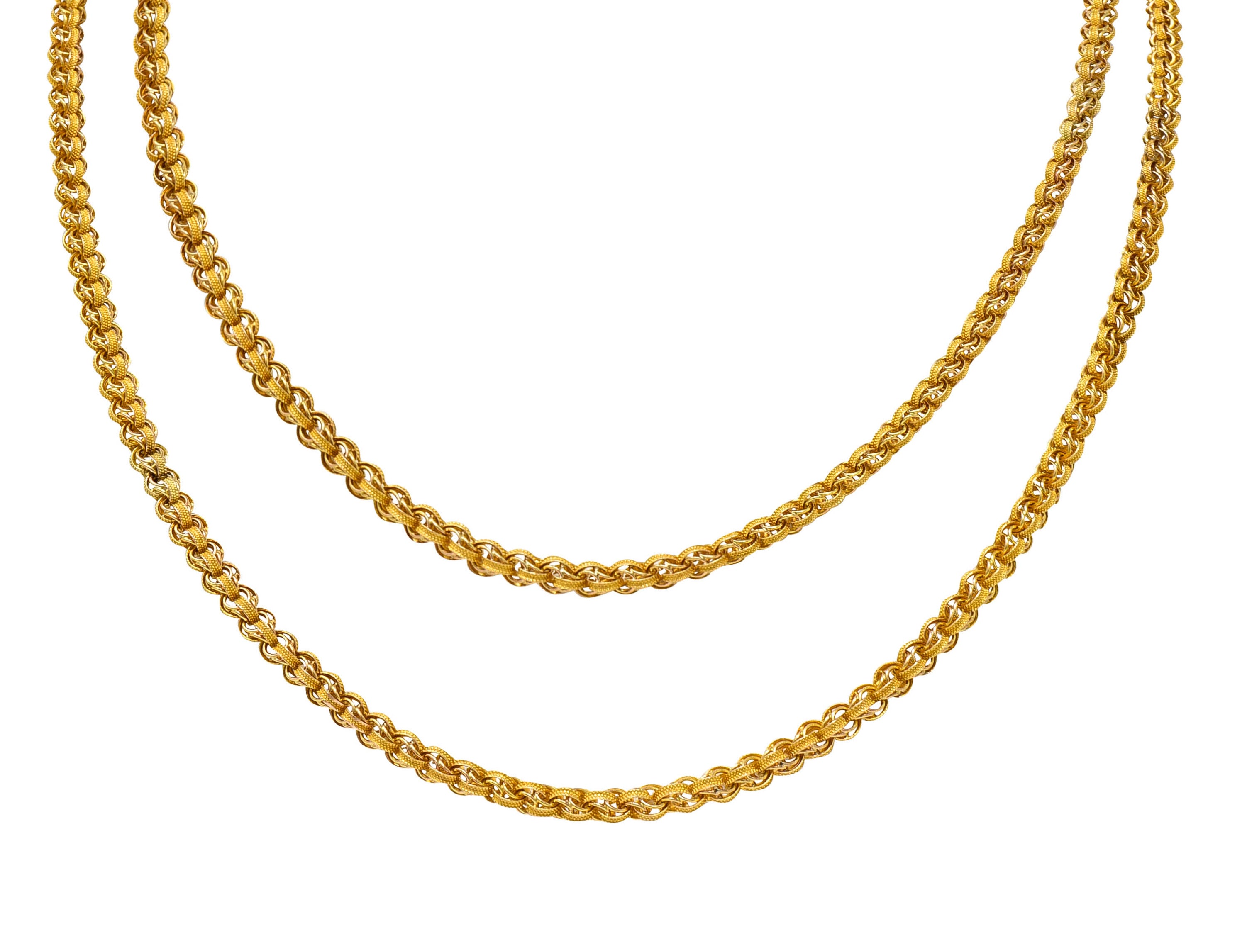 1890's Victorian 14 Karat Gold 44 Inch Long Chain Link NecklaceNecklace - Wilson's Estate Jewelry