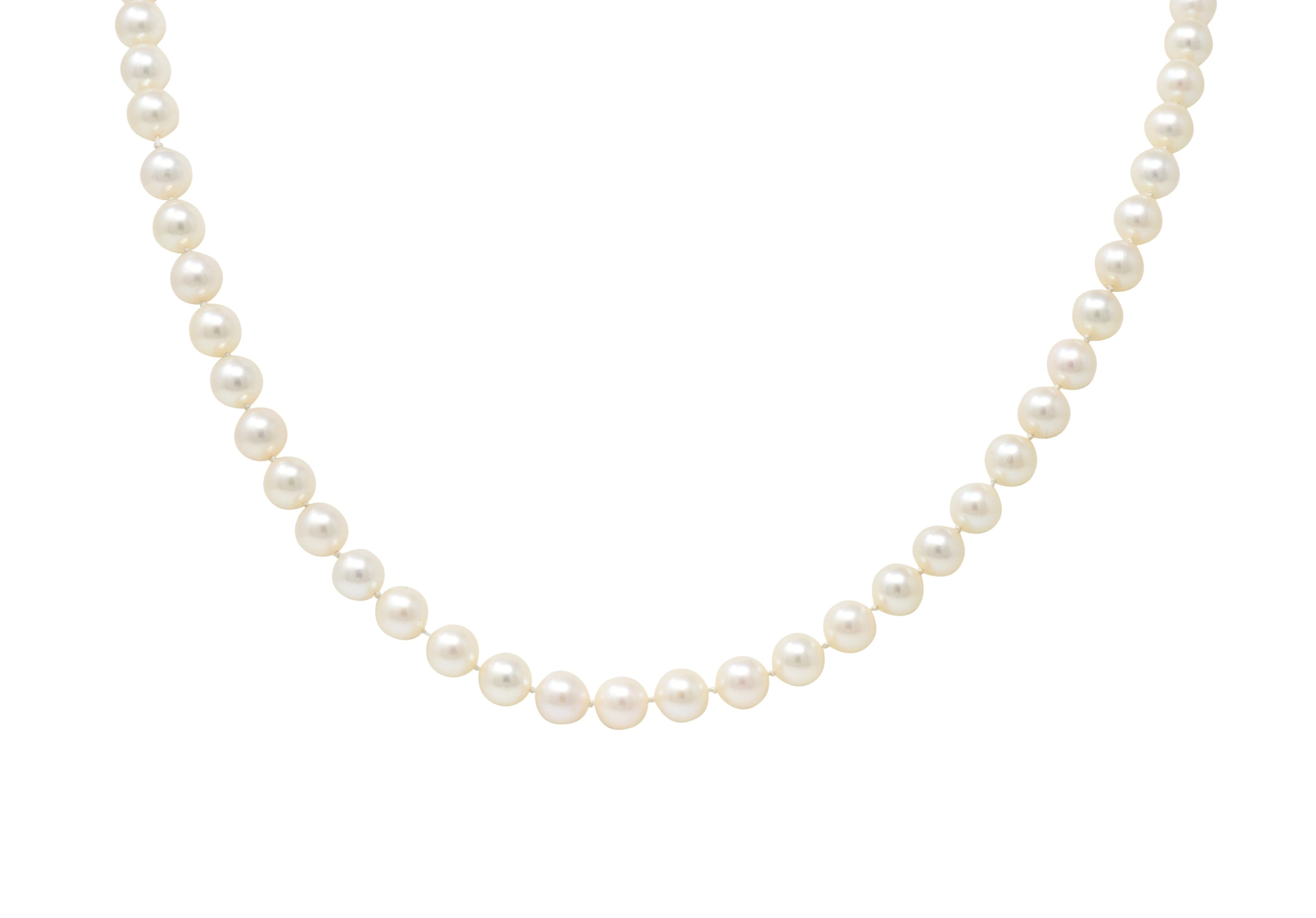 Mikimoto Vintage 1960's Cultured Pearls Silver Matinee Strand NecklaceNecklace - Wilson's Estate Jewelry