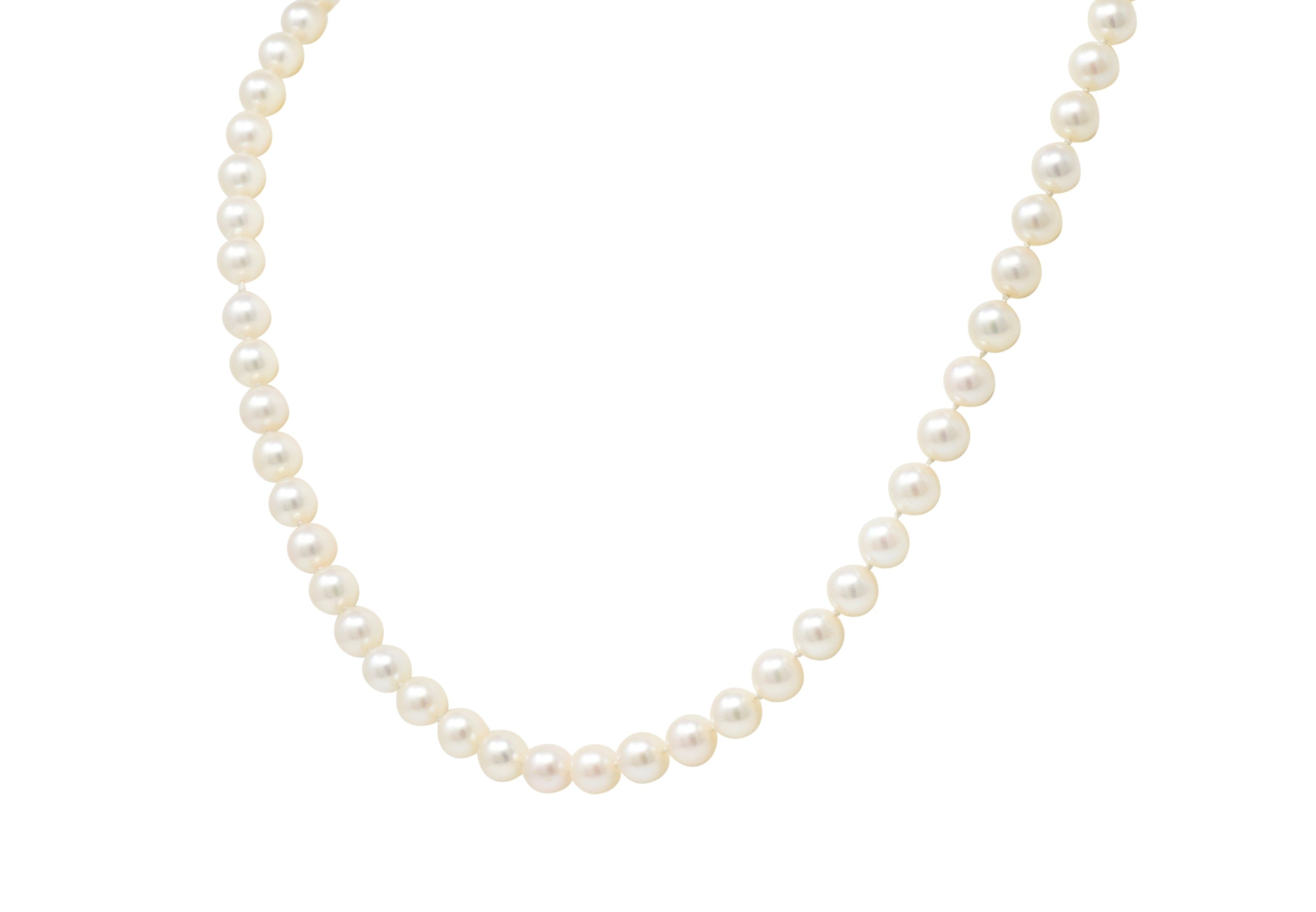 Mikimoto Vintage 1960's Cultured Pearls Silver Matinee Strand NecklaceNecklace - Wilson's Estate Jewelry