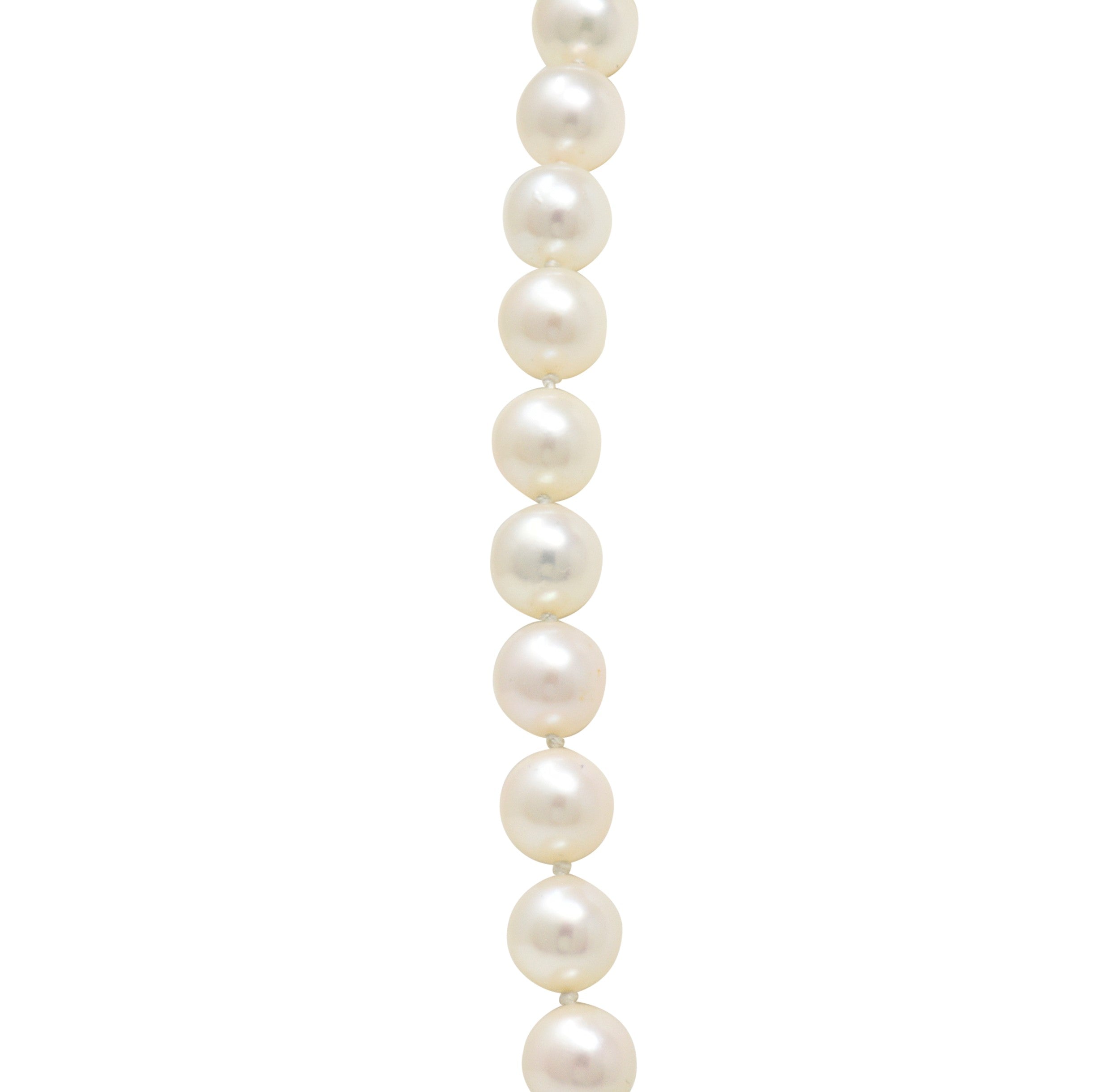 Mikimoto Vintage 1960's Cultured Pearls Silver Matinee Strand NecklaceNecklace - Wilson's Estate Jewelry