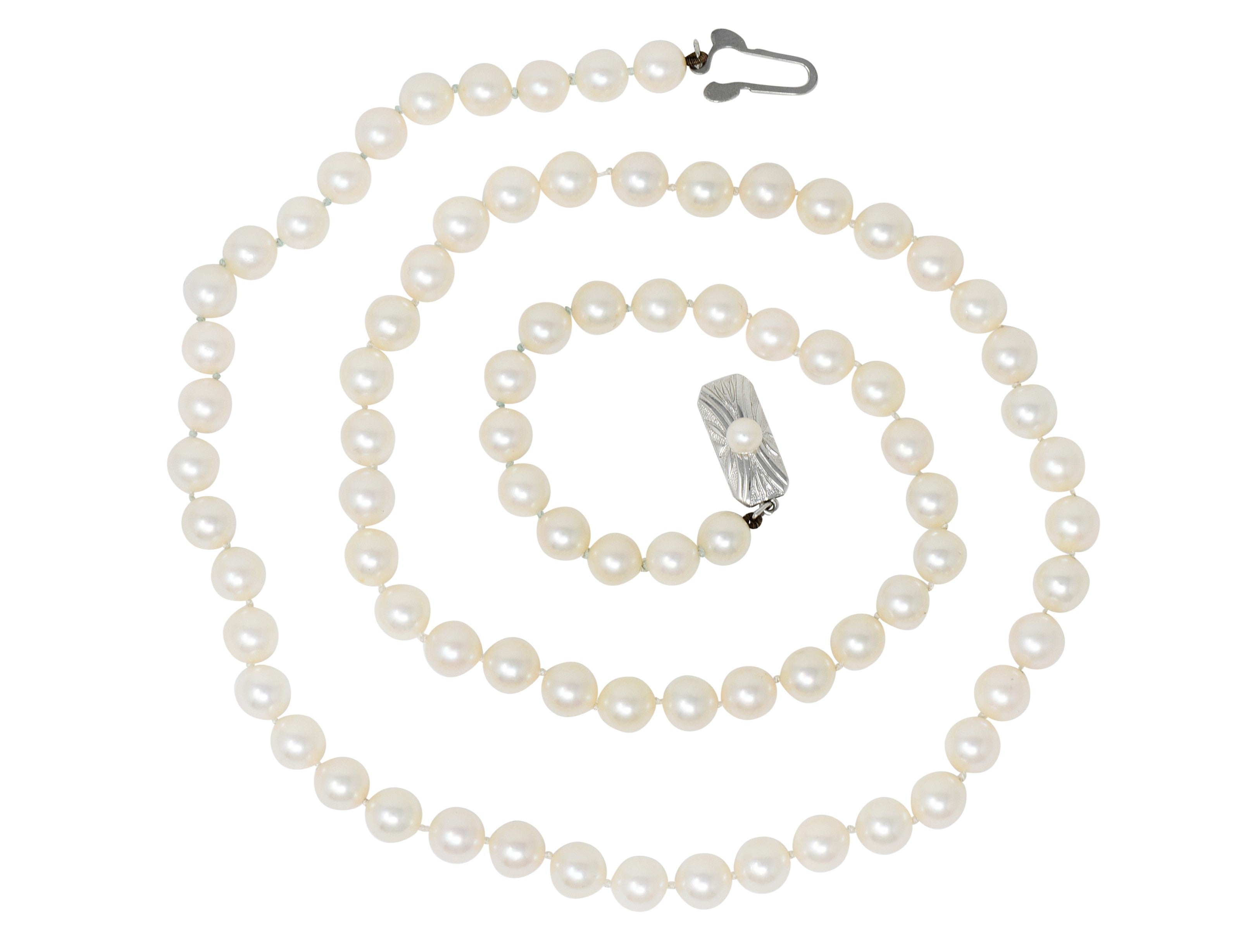 Mikimoto Vintage 1960's Cultured Pearls Silver Matinee Strand NecklaceNecklace - Wilson's Estate Jewelry