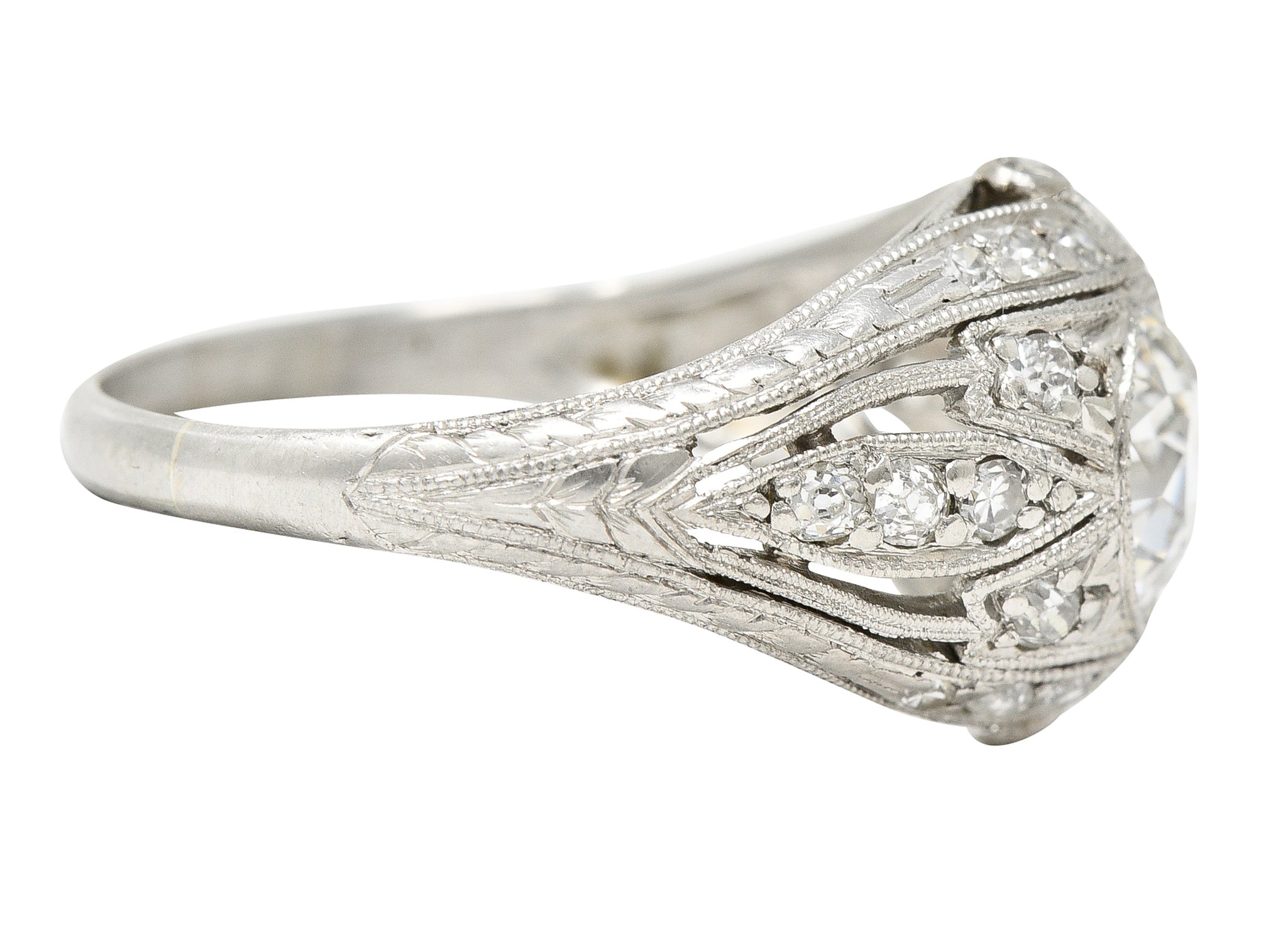 Art Deco 1.56 CTW Old European Cut Diamond Platinum Engagement Ring GIA Wilson's Estate Jewelry