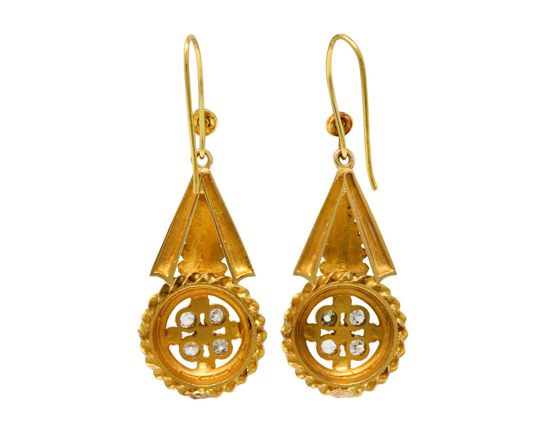 Victorian Etruscan Revival Diamond 14 Karat Gold Drop Earrings | Wilson ...