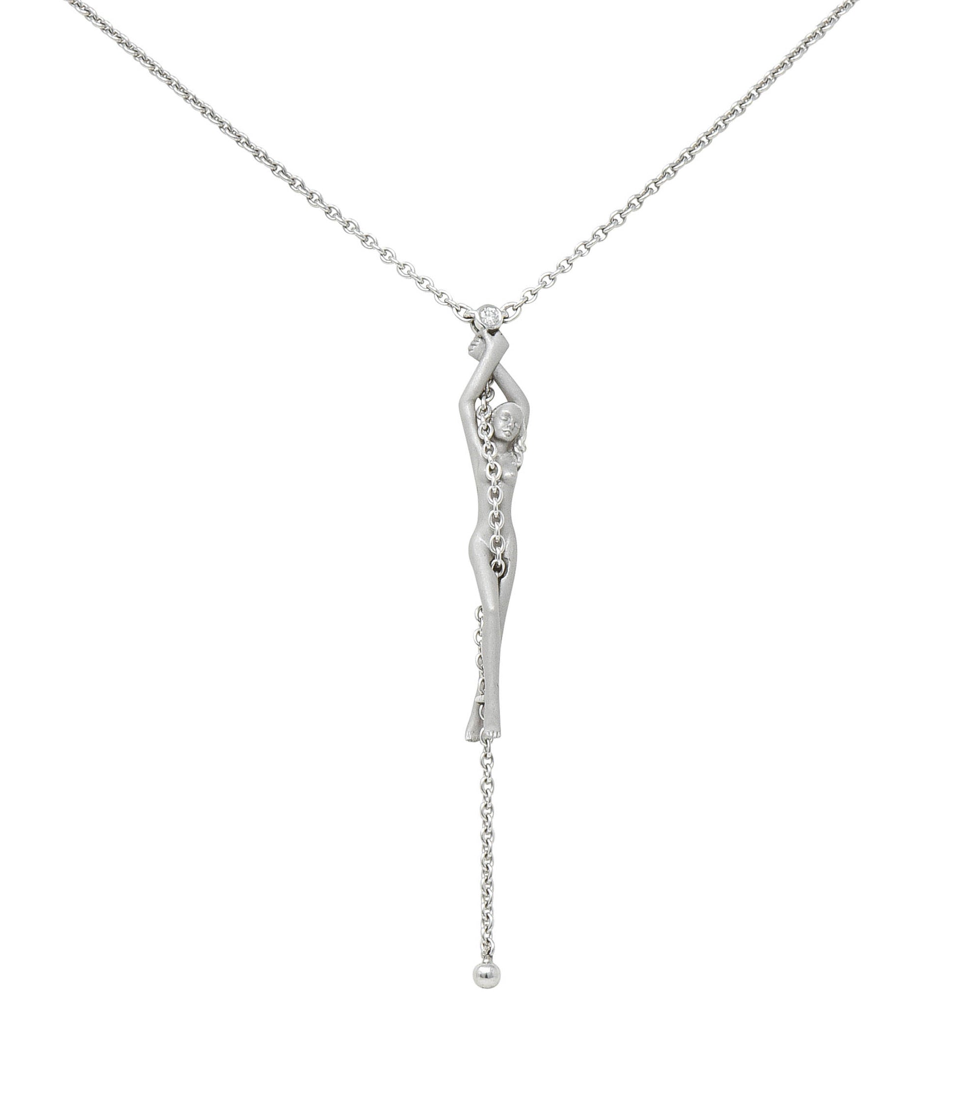 Carrera Y Carrera Diamond 18 Karat White Gold Female Figure Drop NecklaceNecklace - Wilson's Estate Jewelry