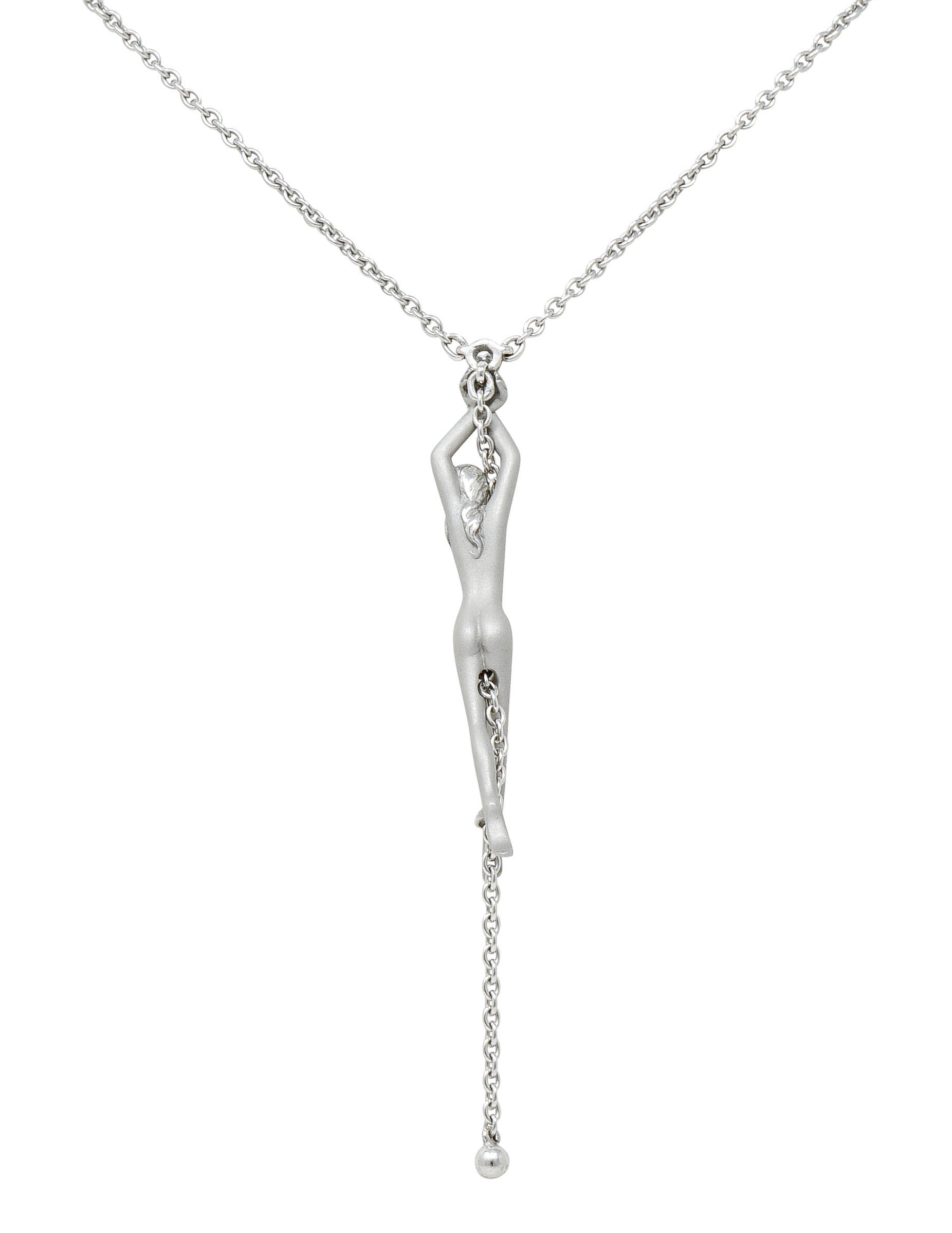 Carrera Y Carrera Diamond 18 Karat White Gold Female Figure Drop NecklaceNecklace - Wilson's Estate Jewelry