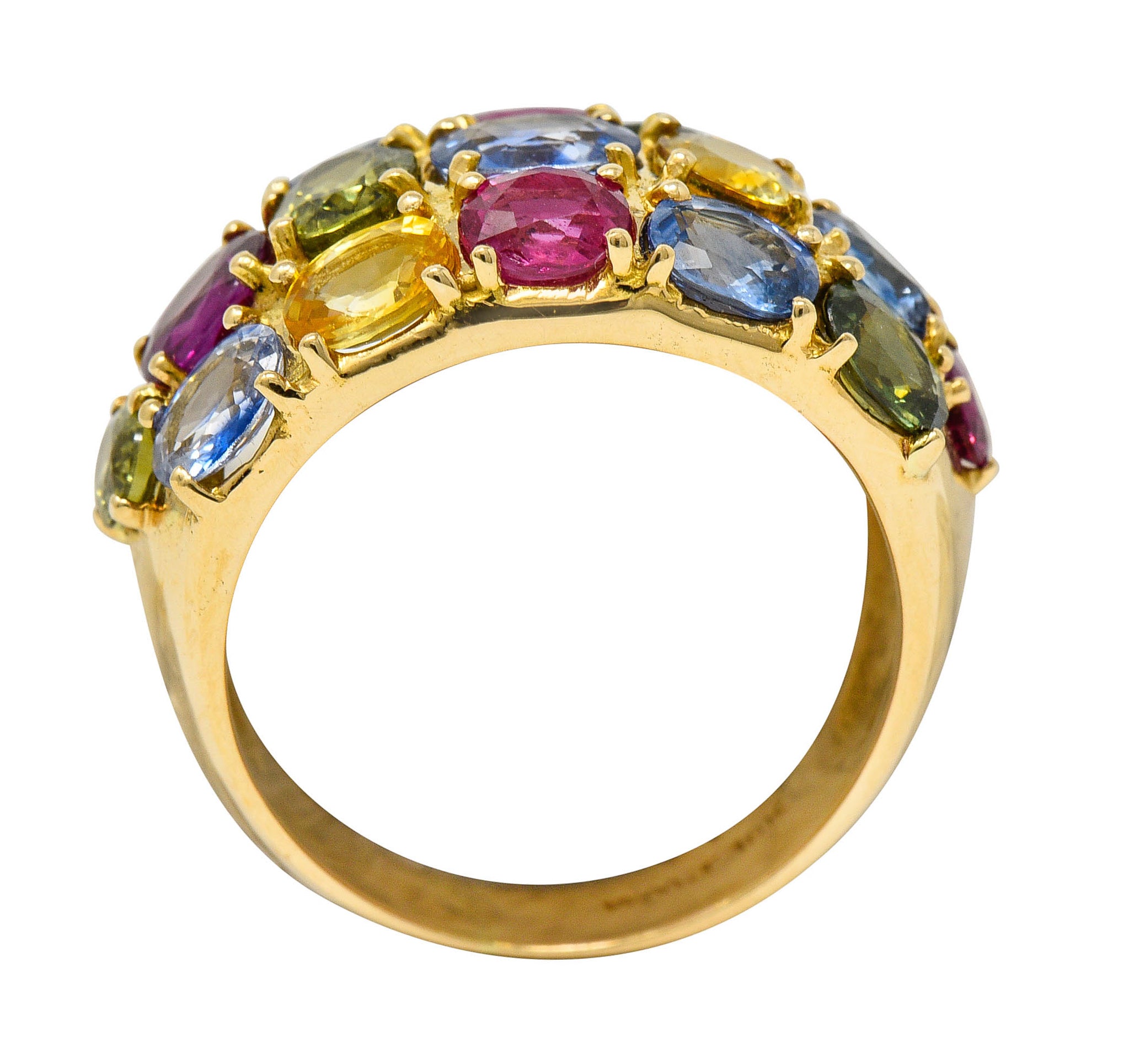 1990's Vintage 6.90 CTW Sapphire Ruby 18 Karat Gold Gemstone Band RingRing - Wilson's Estate Jewelry