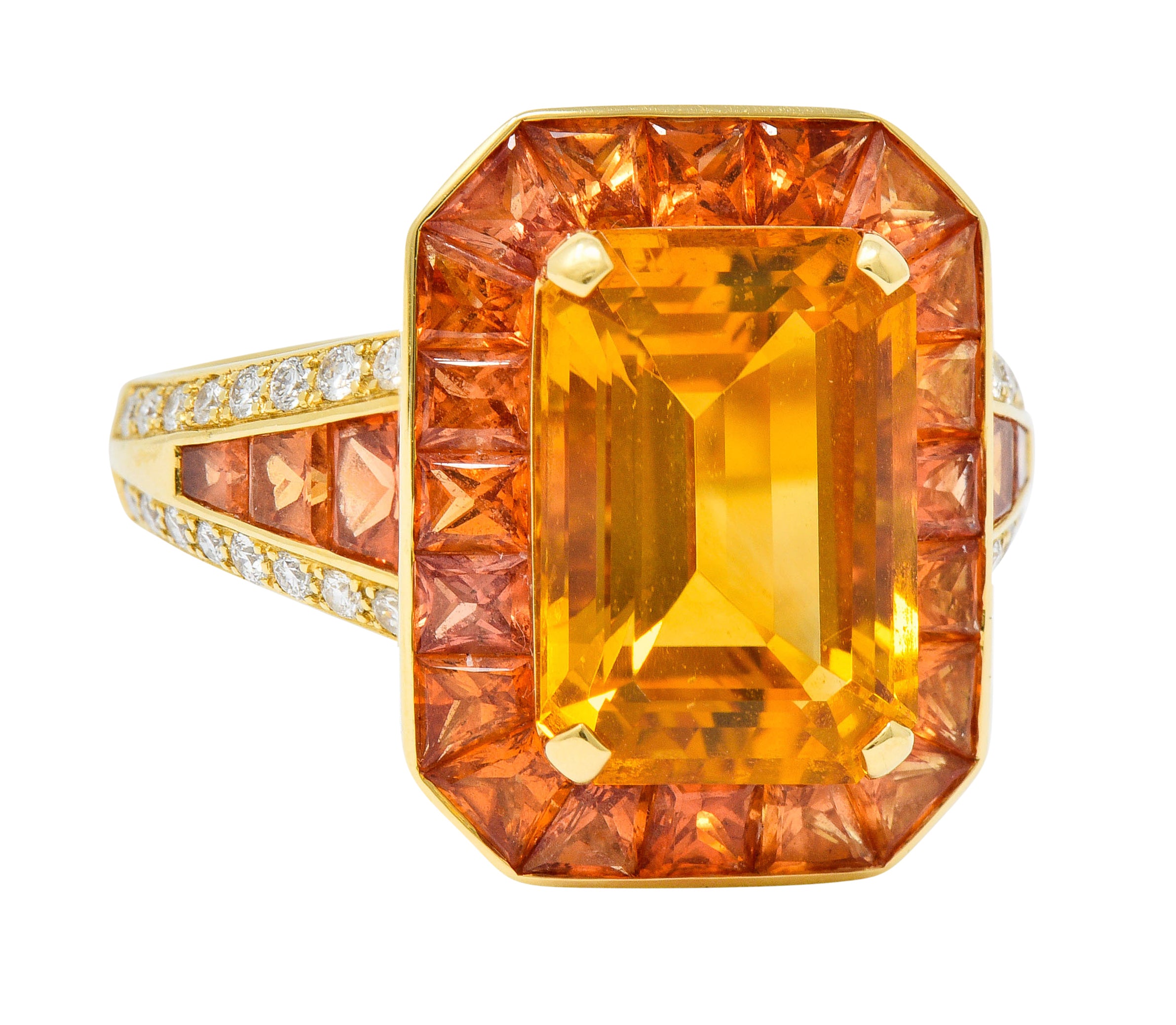 Roberto Coin 6.80 CTW Citrine Sapphire Diamond 18 Karat Gold Cocktail RingRing - Wilson's Estate Jewelry