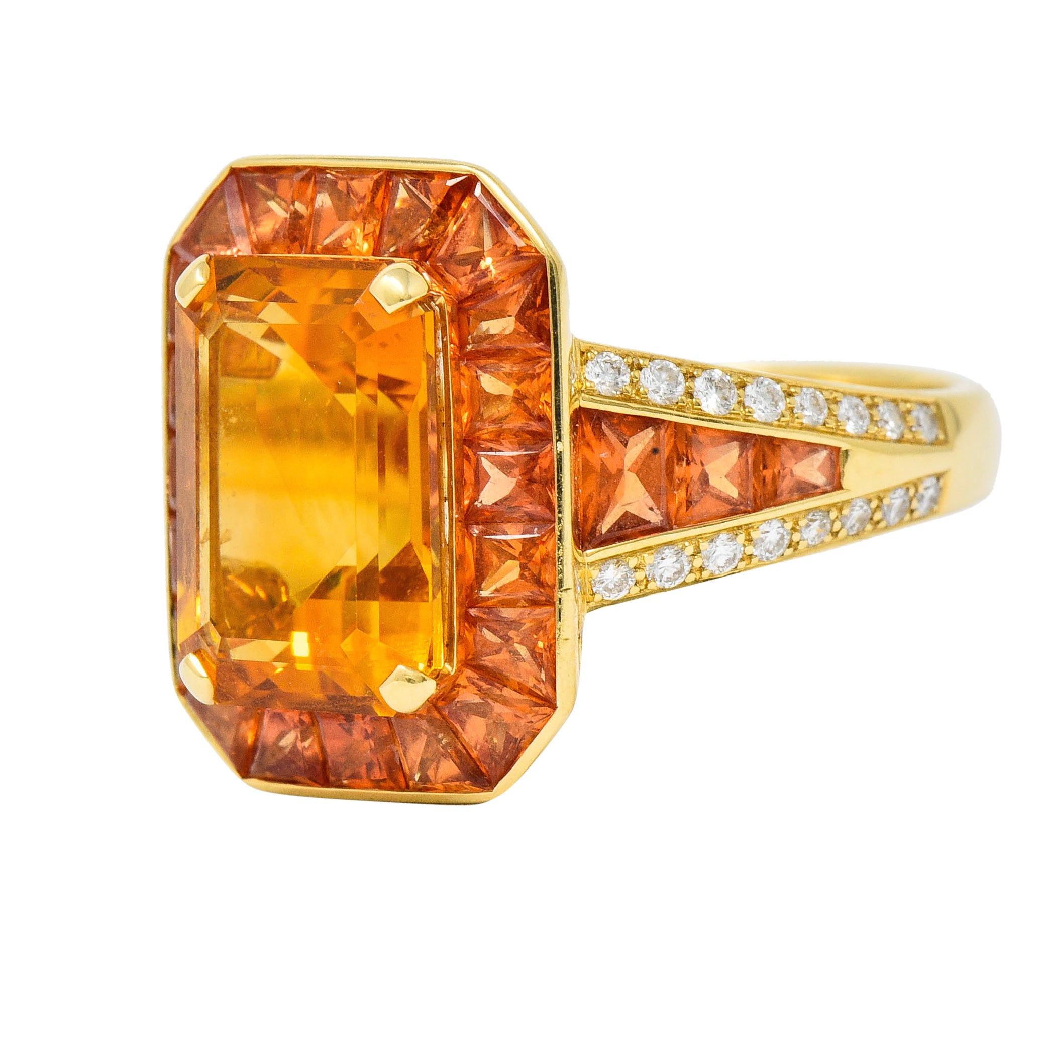 Roberto Coin 6.80 CTW Citrine Sapphire Diamond 18 Karat Gold Cocktail RingRing - Wilson's Estate Jewelry