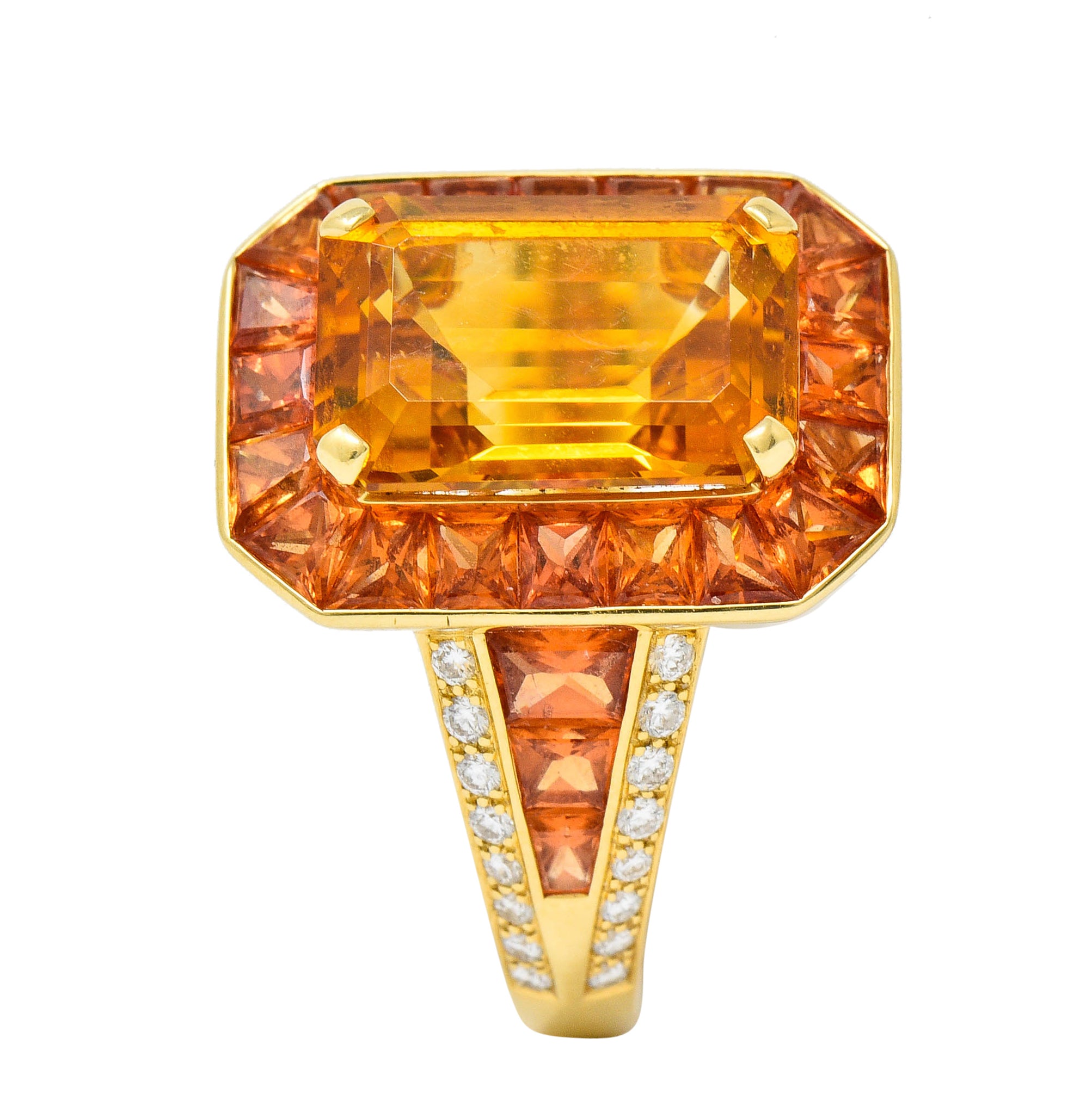 Roberto Coin 6.80 CTW Citrine Sapphire Diamond 18 Karat Gold Cocktail RingRing - Wilson's Estate Jewelry