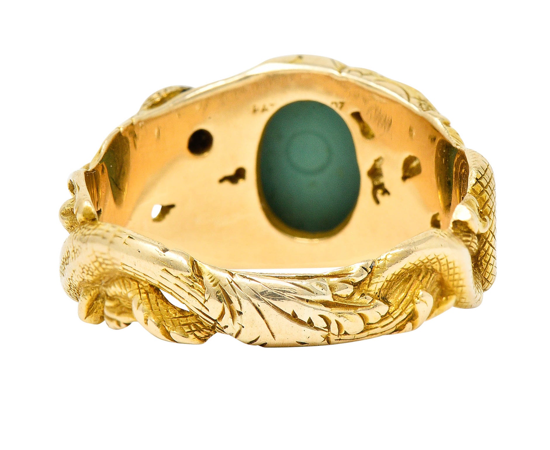 1900 Victorian Turquoise Diamond 18 Karat Gold Snake RingRing - Wilson's Estate Jewelry