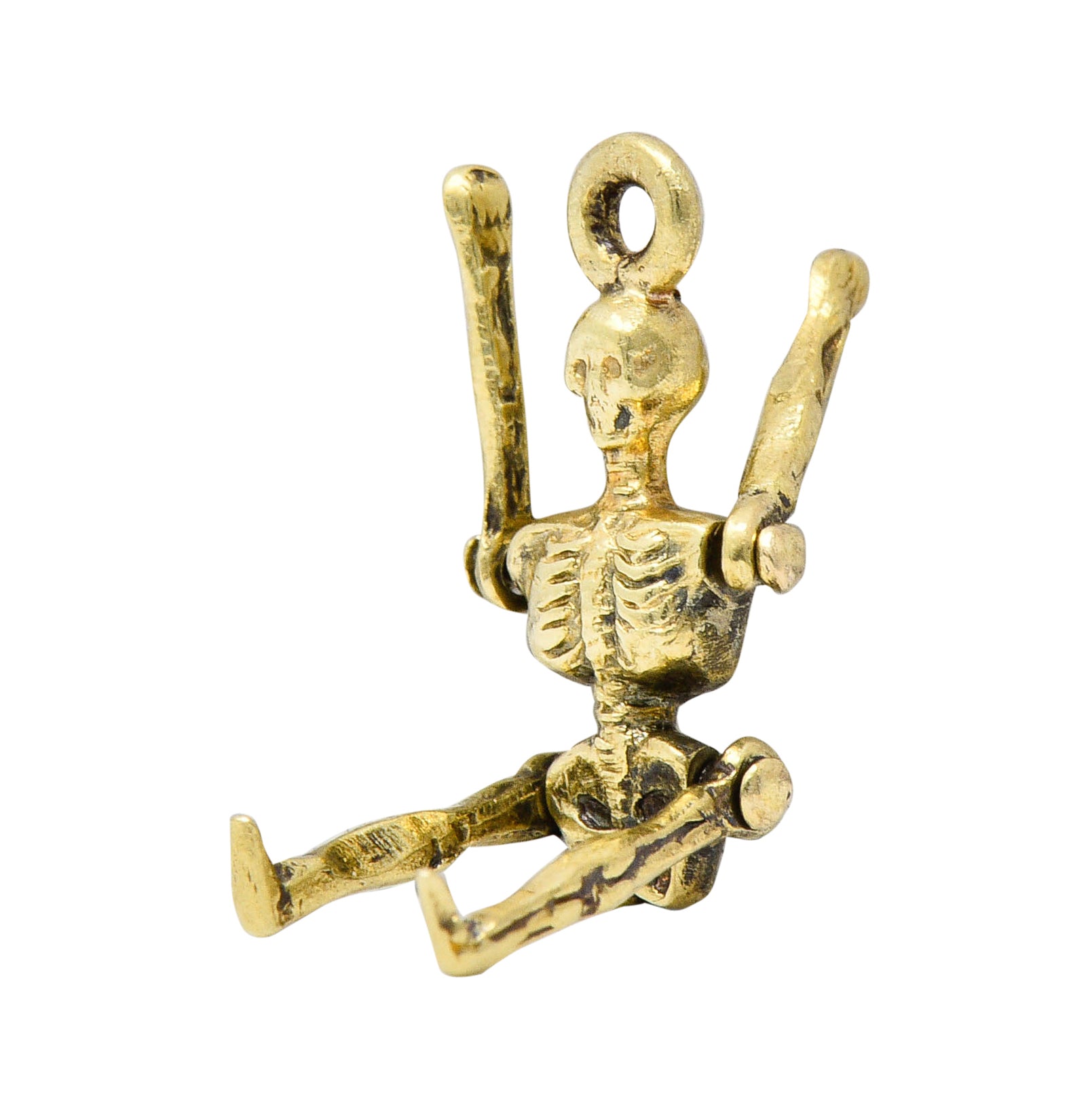 Sloan & Co. Art Nouveau 14 Karat Gold Articulated Skeleton Charmcharm - Wilson's Estate Jewelry