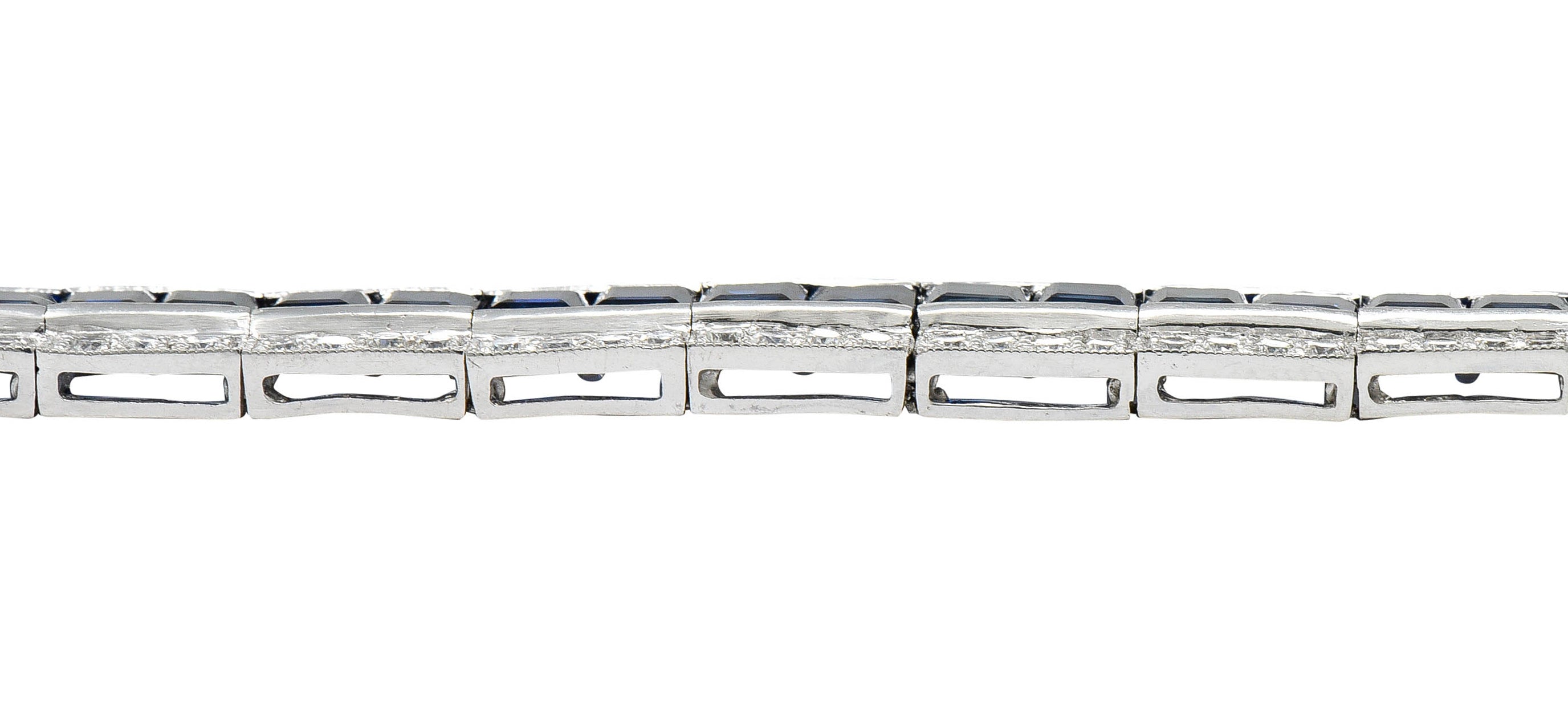 Vintage 13.55 CTW Sapphire Diamond Platinum Line Braceletbracelet - Wilson's Estate Jewelry