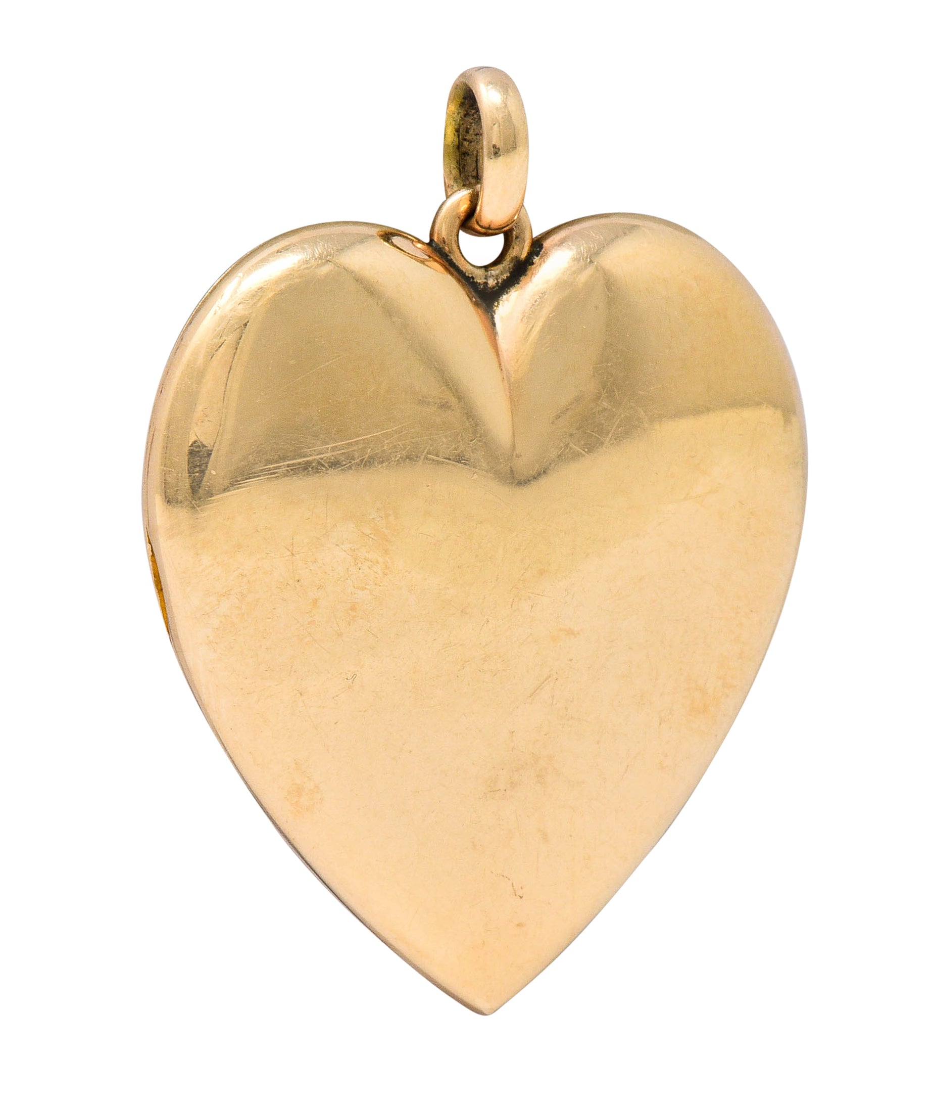 1940's Retro 10 Karat Rose Gold Heart Locket Pendantcharm - Wilson's Estate Jewelry