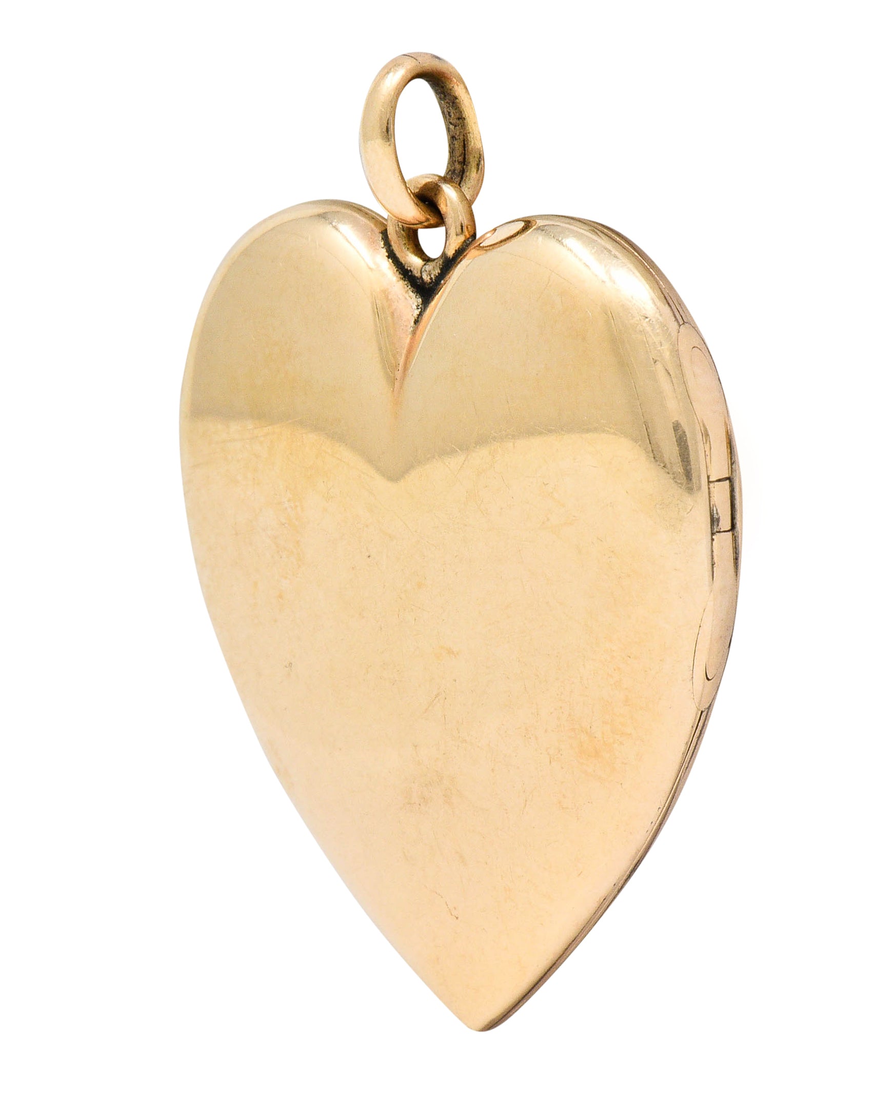 1940's Retro 10 Karat Rose Gold Heart Locket Pendantcharm - Wilson's Estate Jewelry