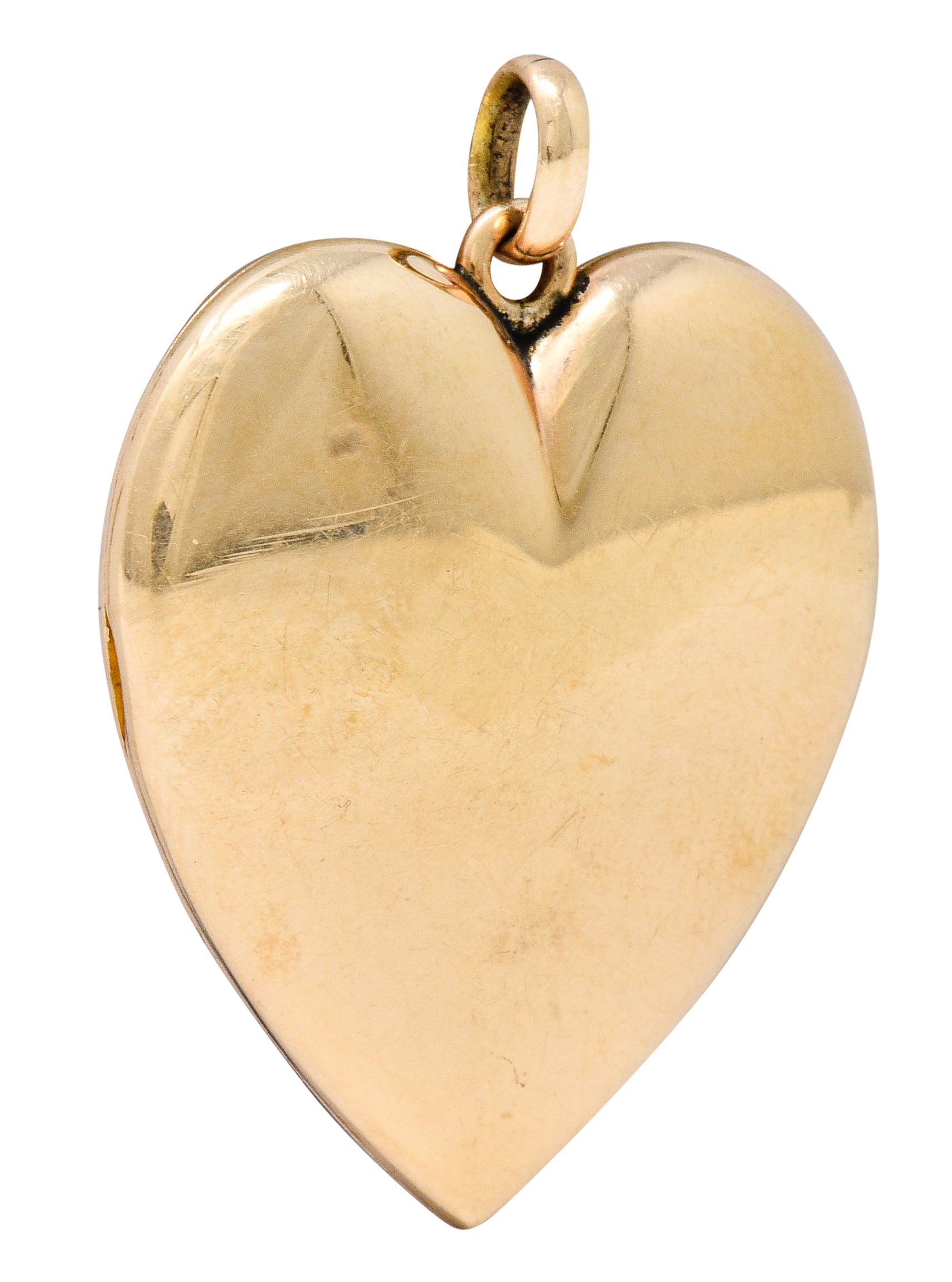 1940's Retro 10 Karat Rose Gold Heart Locket Pendantcharm - Wilson's Estate Jewelry