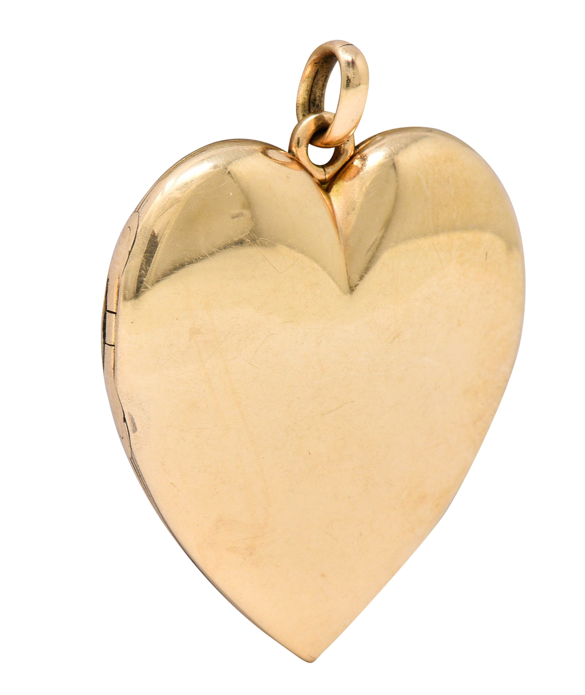 1940's Retro 10 Karat Rose Gold Heart Locket Pendantcharm - Wilson's Estate Jewelry