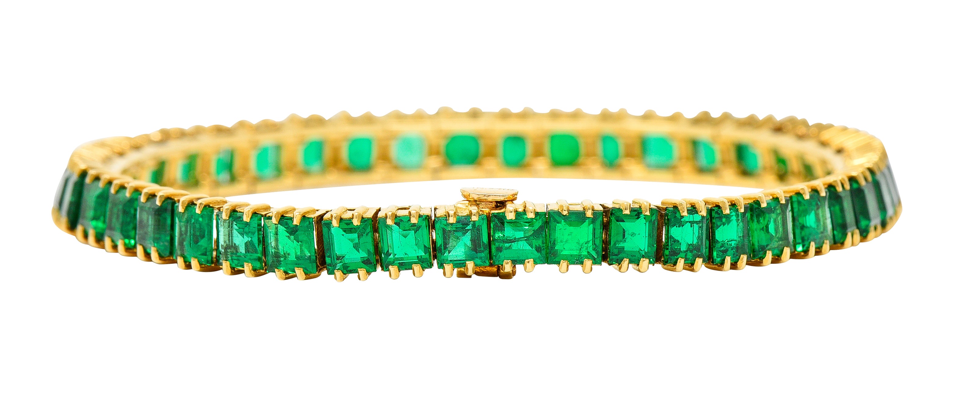 Boucheron Paris 12.50 CTW Emerald 18 Karat Yellow Gold Gemstone Line BraceletBracelet - Wilson's Estate Jewelry