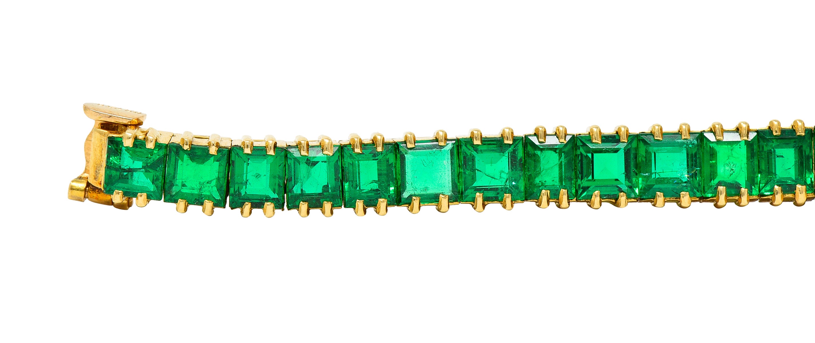 Boucheron Paris 12.50 CTW Emerald 18 Karat Yellow Gold Gemstone Line BraceletBracelet - Wilson's Estate Jewelry