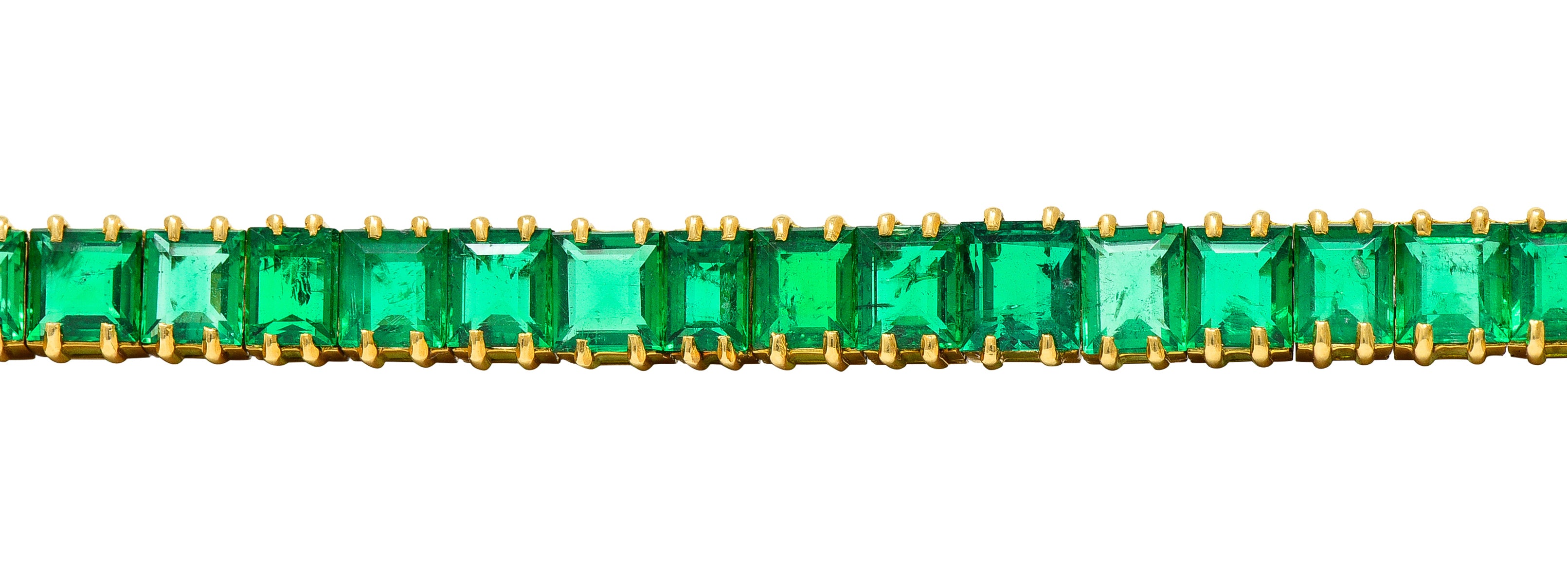 Boucheron Paris 12.50 CTW Emerald 18 Karat Yellow Gold Gemstone Line BraceletBracelet - Wilson's Estate Jewelry