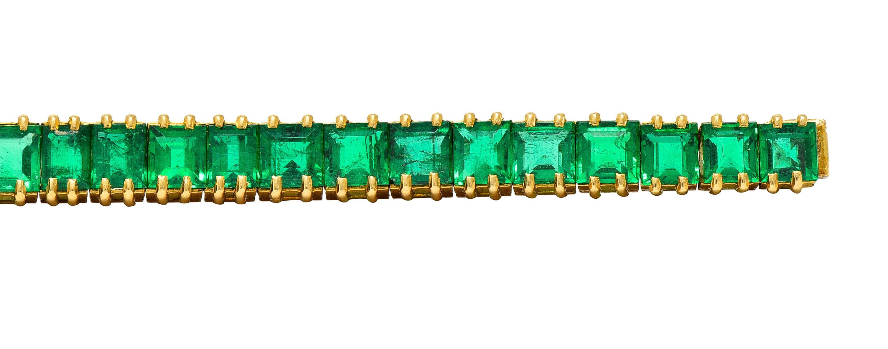 Boucheron Paris 12.50 CTW Emerald 18 Karat Yellow Gold Gemstone Line BraceletBracelet - Wilson's Estate Jewelry