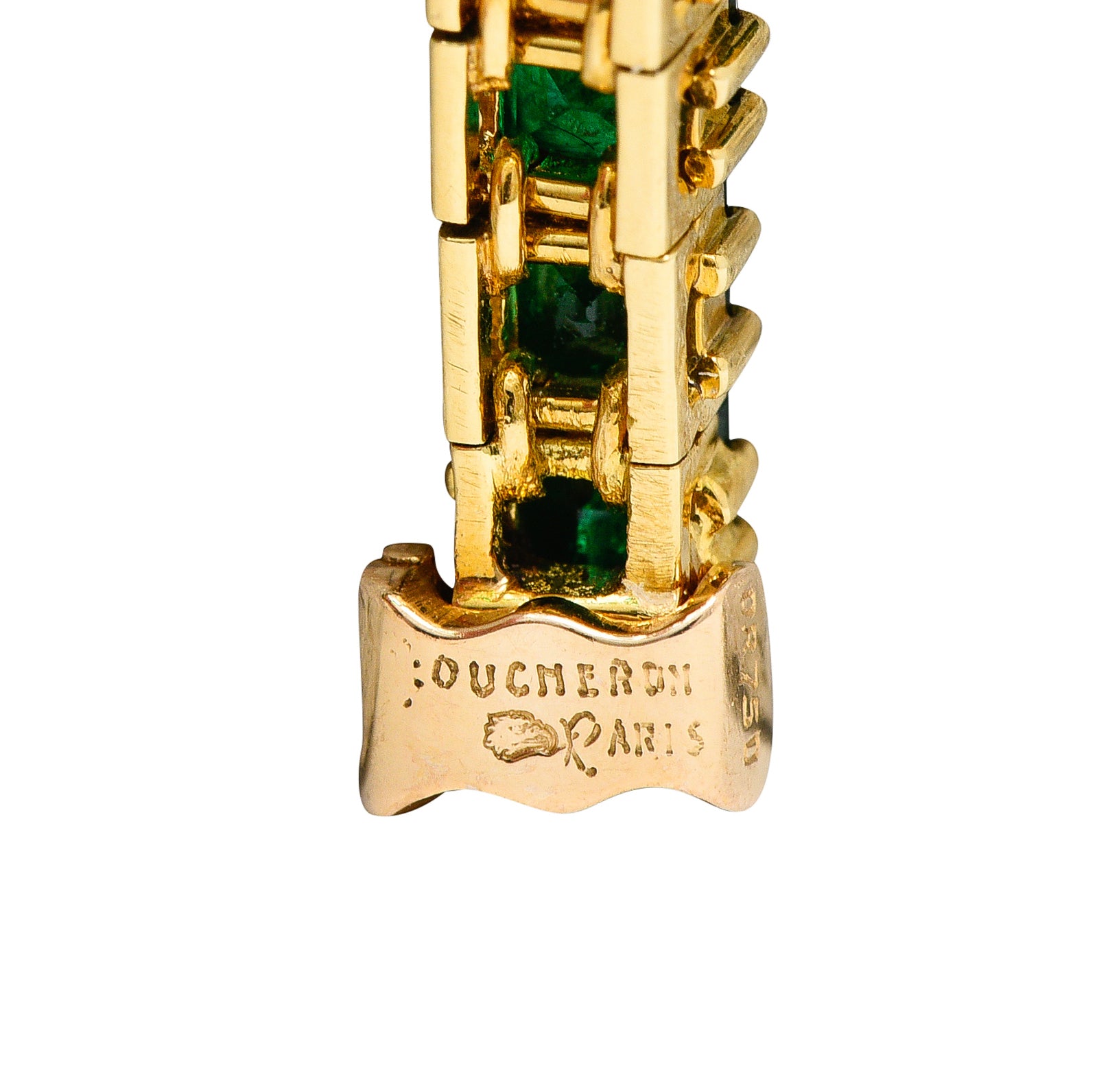 Boucheron Paris 12.50 CTW Emerald 18 Karat Yellow Gold Gemstone Line BraceletBracelet - Wilson's Estate Jewelry