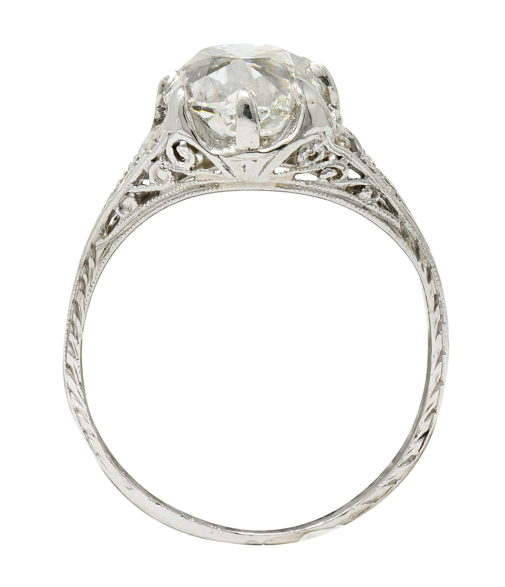 Art Deco 3.16 CTW Diamond Platinum Engagement Ring GIARing - Wilson's Estate Jewelry