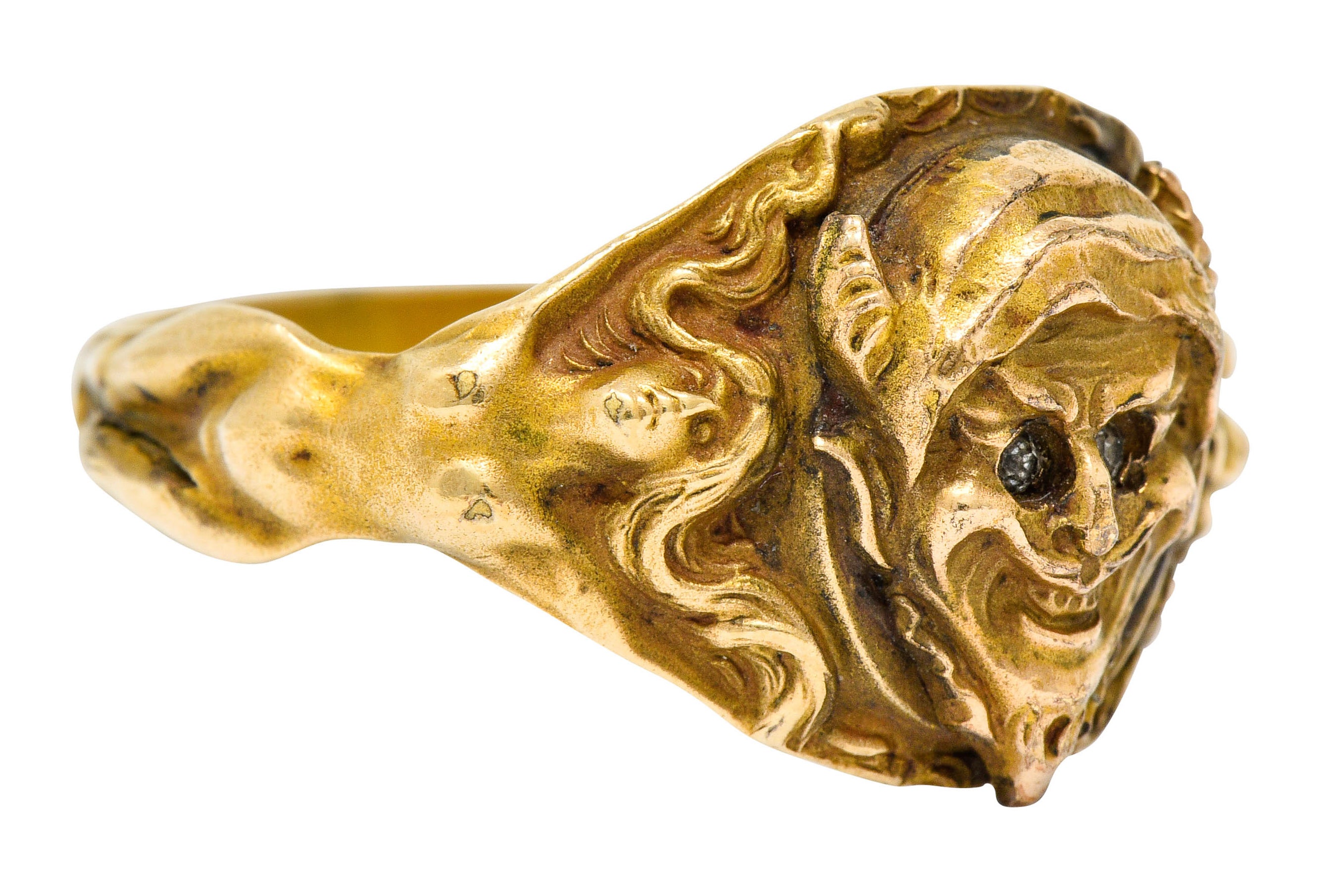 1890's Victorian Gold Full-Bodied Figure Devil Band Ring - Wilson's Estate Jewelry