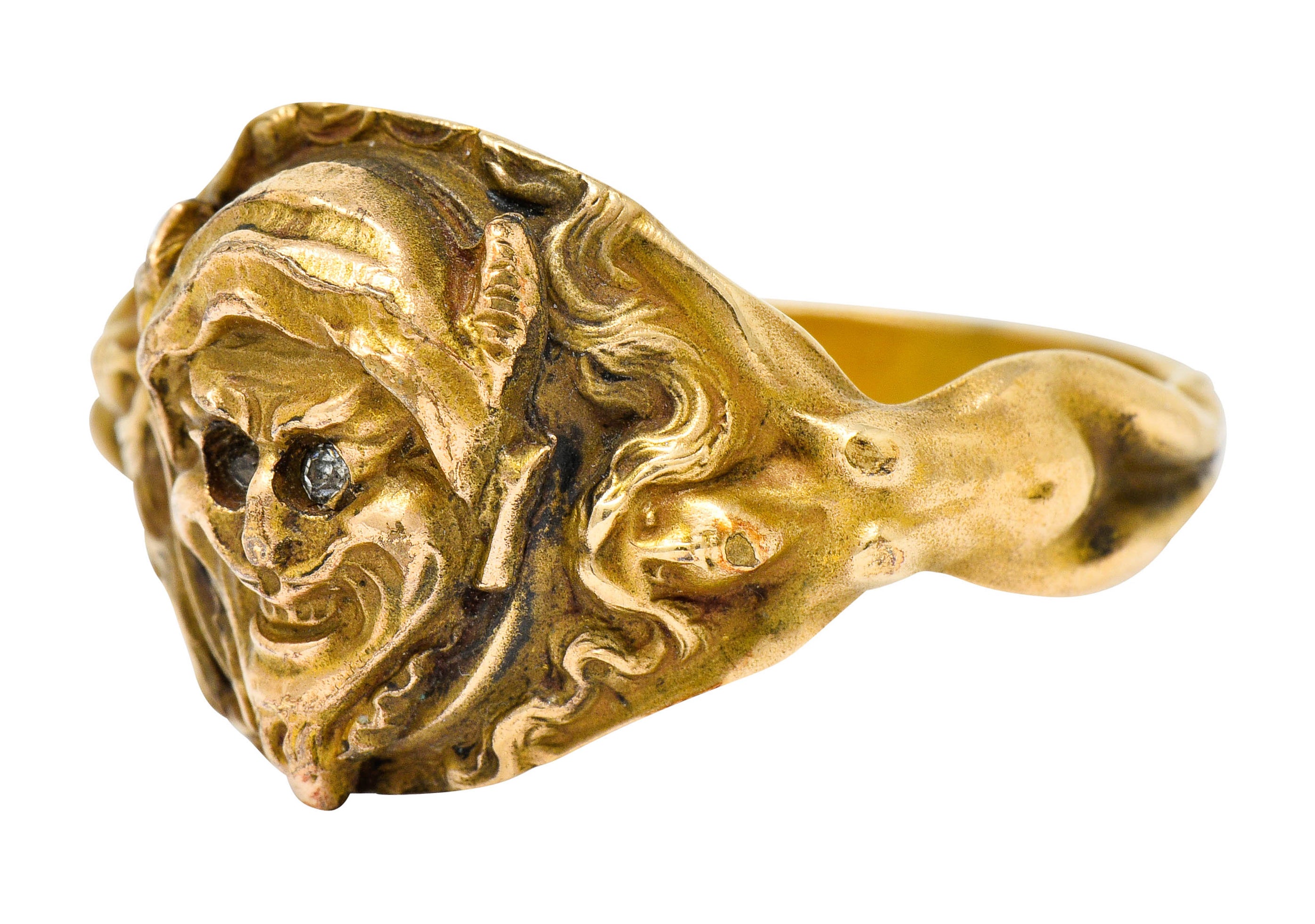 1890's Victorian Gold Full-Bodied Figure Devil Band Ring - Wilson's Estate Jewelry