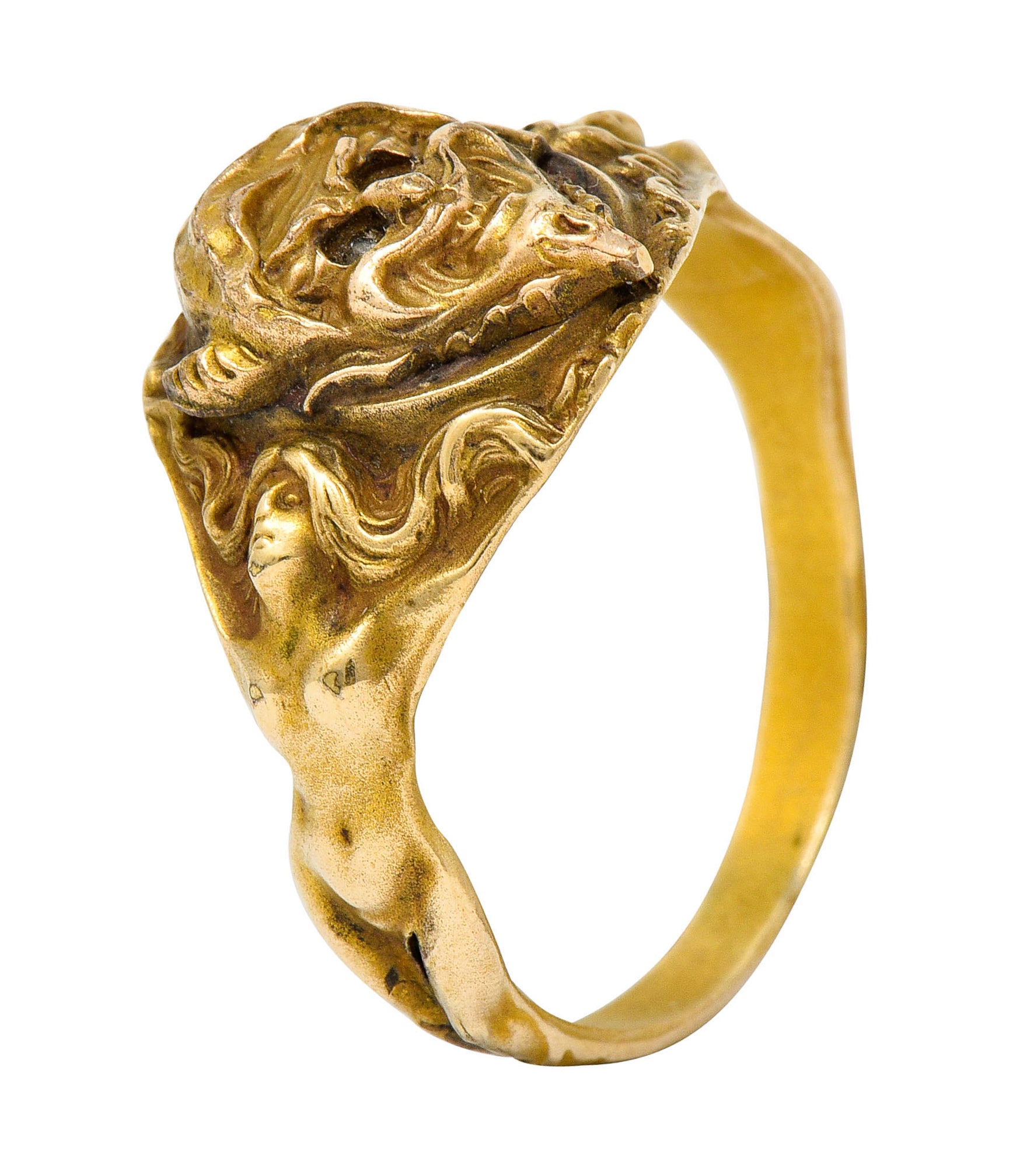 1890's Victorian Gold Full-Bodied Figure Devil Band Ring - Wilson's Estate Jewelry