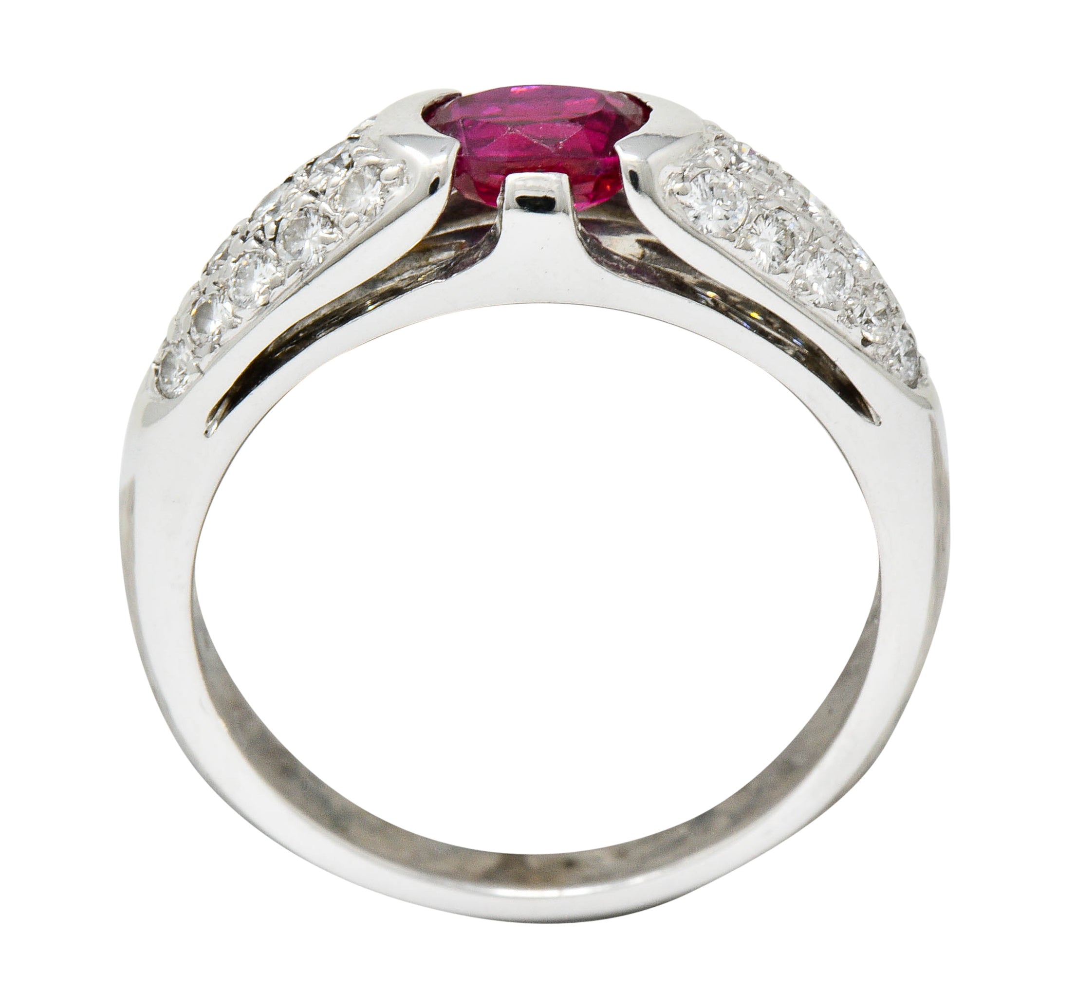 Bulgari 1.07 CTW Ruby Pave Diamond 18 Karat White Gold Band RingRing - Wilson's Estate Jewelry