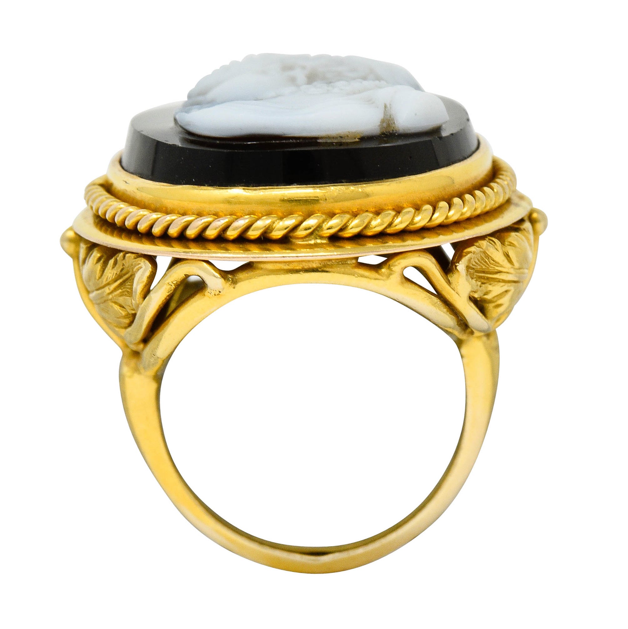 Vintage Hardstone 14 Karat Gold Ornate Cameo Ring Circa 1900 - Wilson's Estate Jewelry