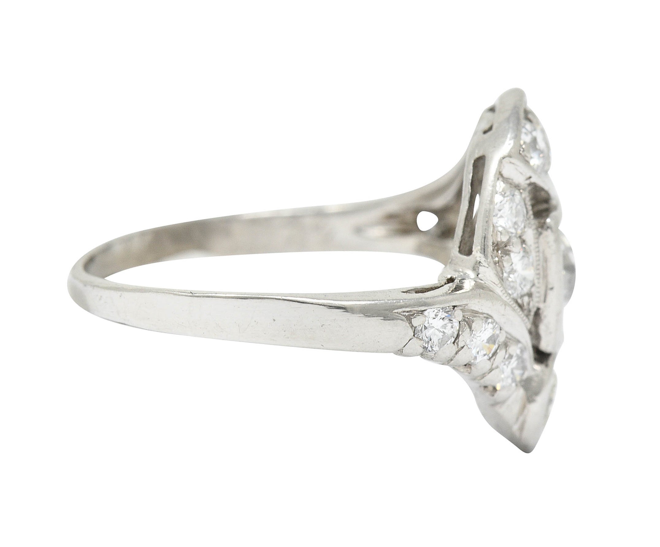 1920's Art Deco 1.25 CTW Diamond Platinum Bypass Dinner RingRing - Wilson's Estate Jewelry