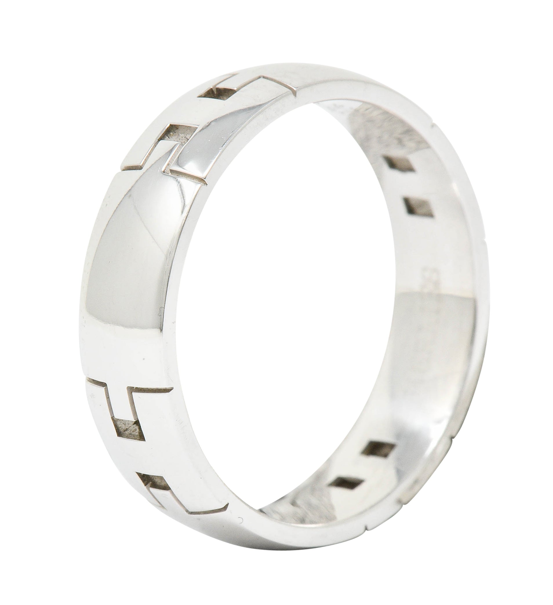 Hermes French 18 Karat White Gold Unisex H Band RingRing - Wilson's Estate Jewelry