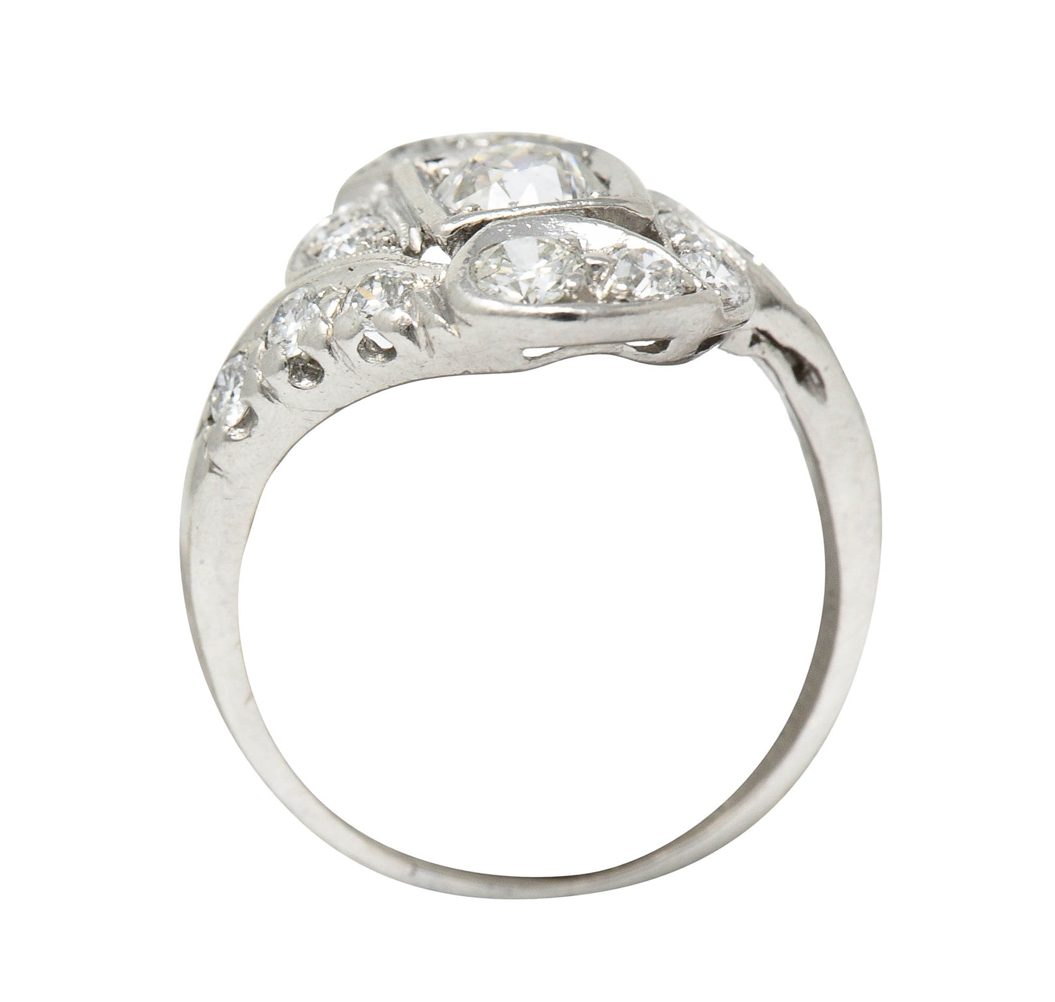 1920's Art Deco 1.25 CTW Diamond Platinum Bypass Dinner RingRing - Wilson's Estate Jewelry