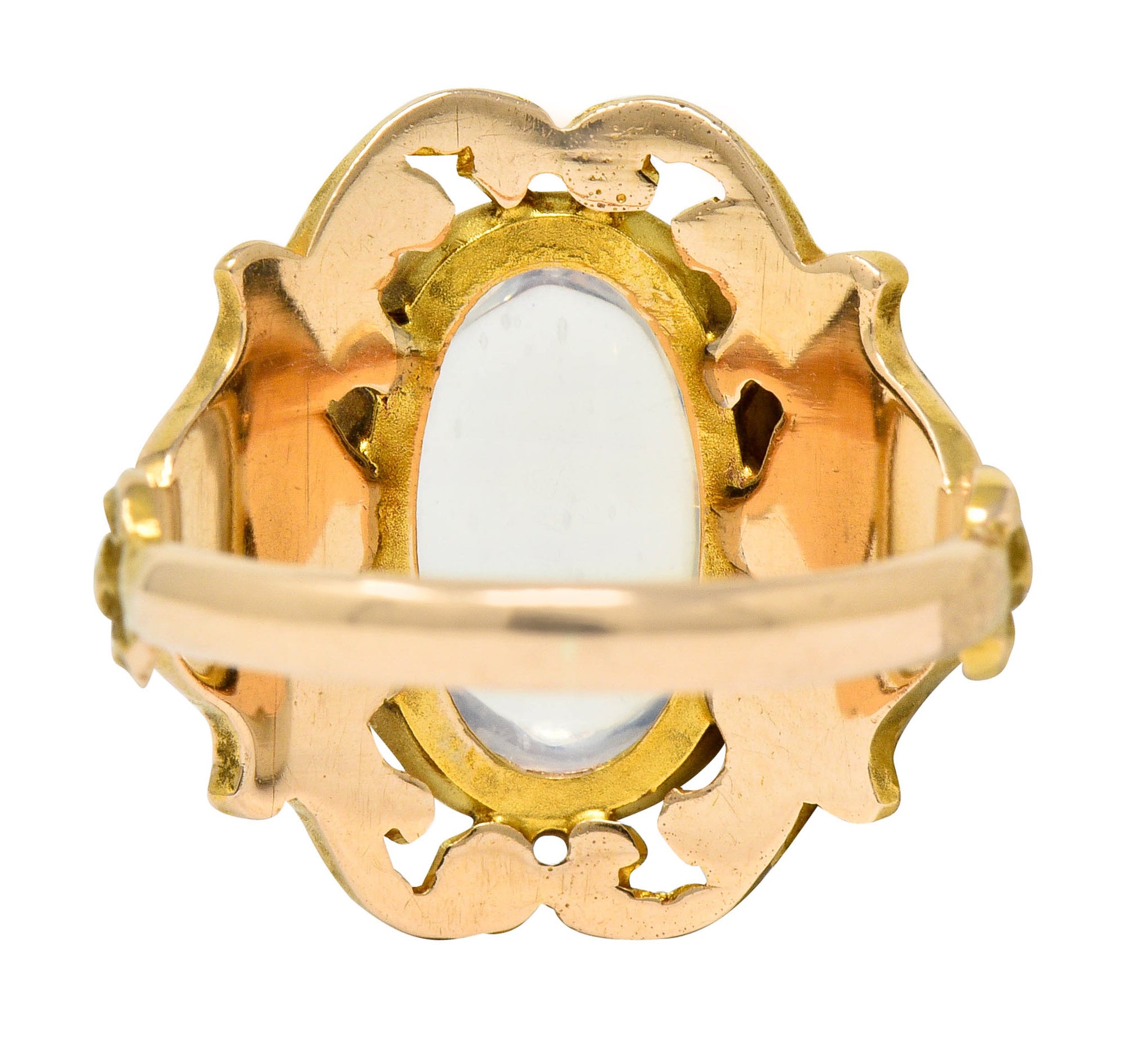 Art Nouveau Moonstone 14 Karat Gold Foliate Statement Ring - Wilson's Estate Jewelry