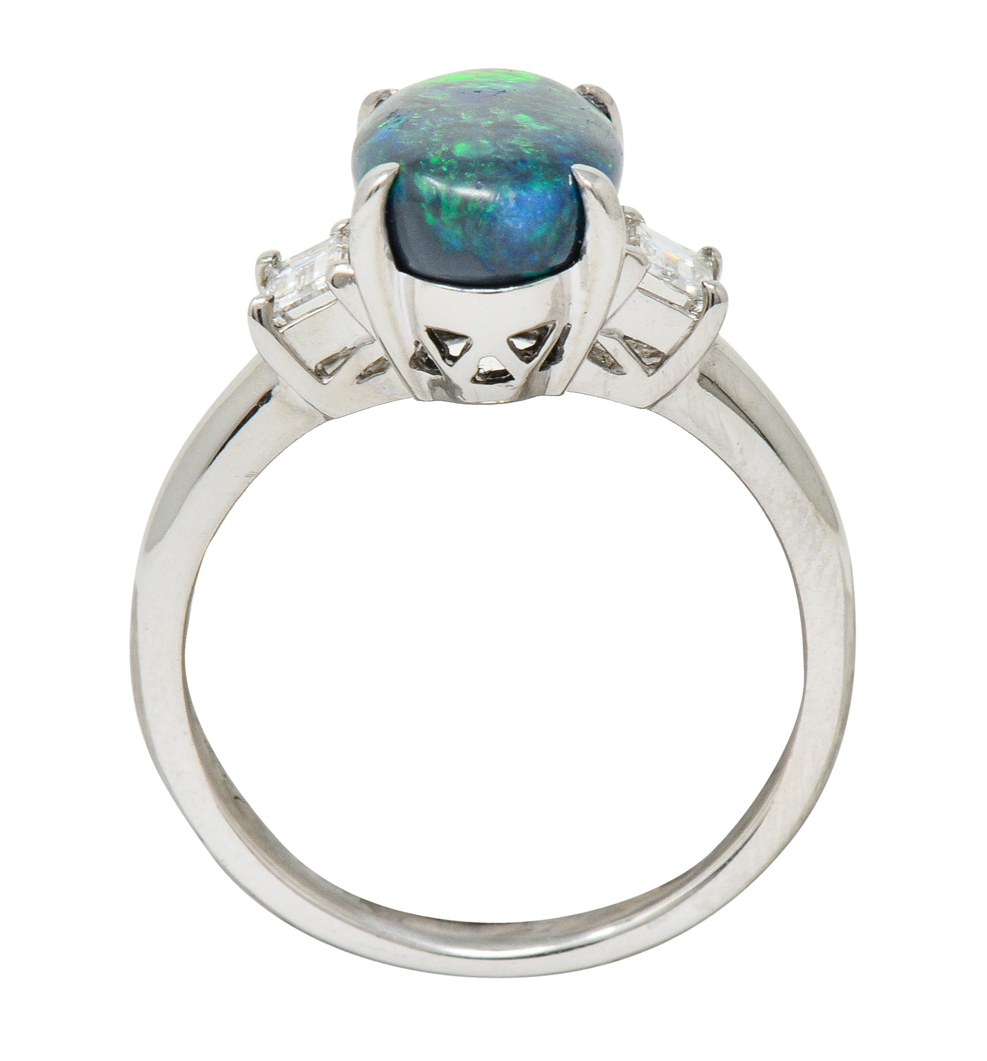 Black Opal Diamond Platinum Three Stone RingRing - Wilson's Estate Jewelry