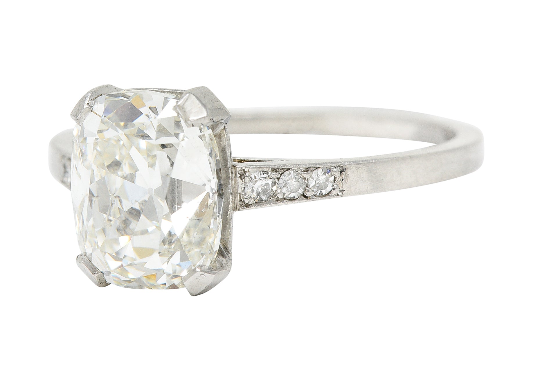 Art Deco 2.70 CTW Old Mine Cut Diamond Platinum Engagement RingRing - Wilson's Estate Jewelry