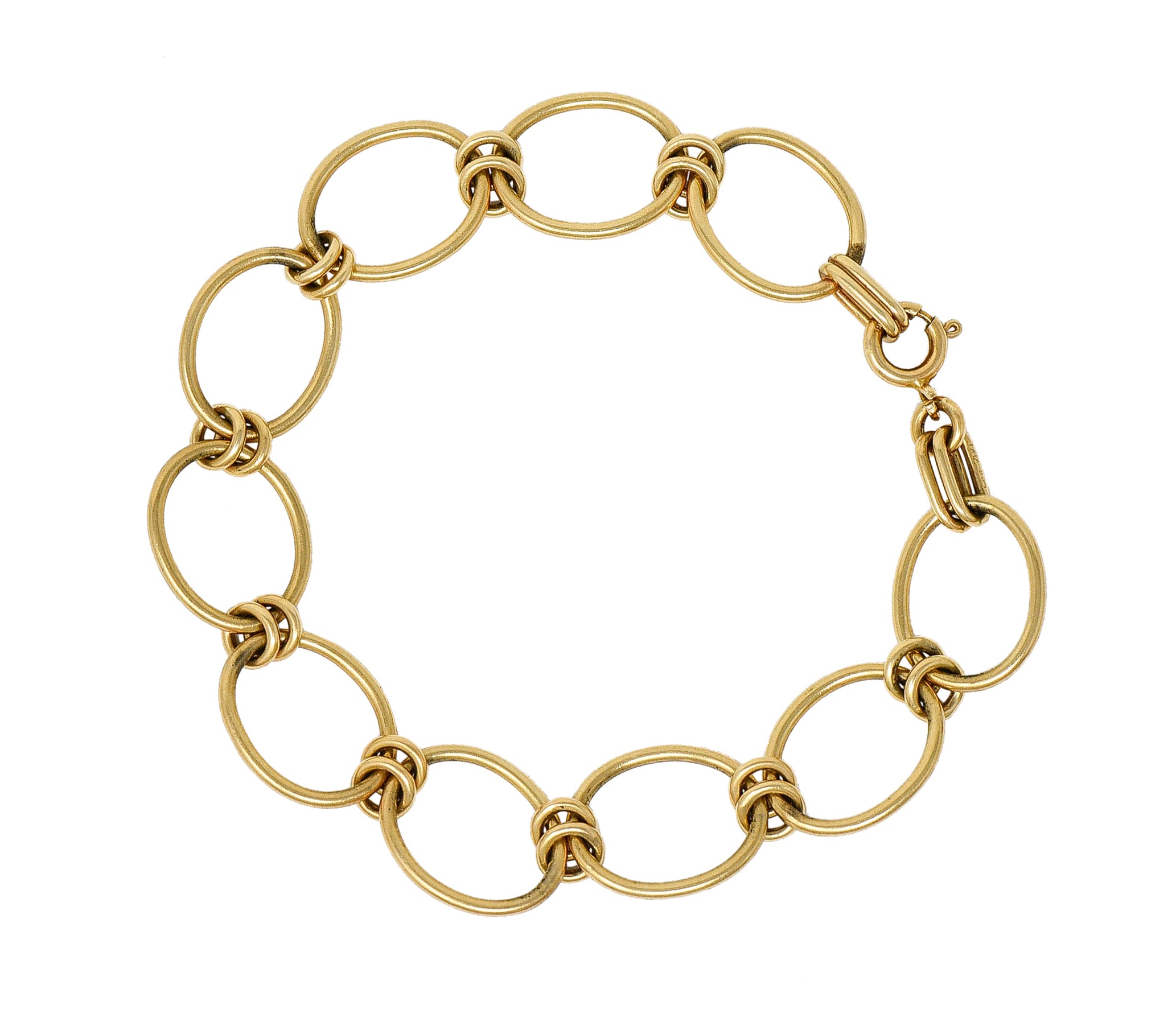 1940's Retro 14 Karat Gold Oval Link Braceletbracelet - Wilson's Estate Jewelry