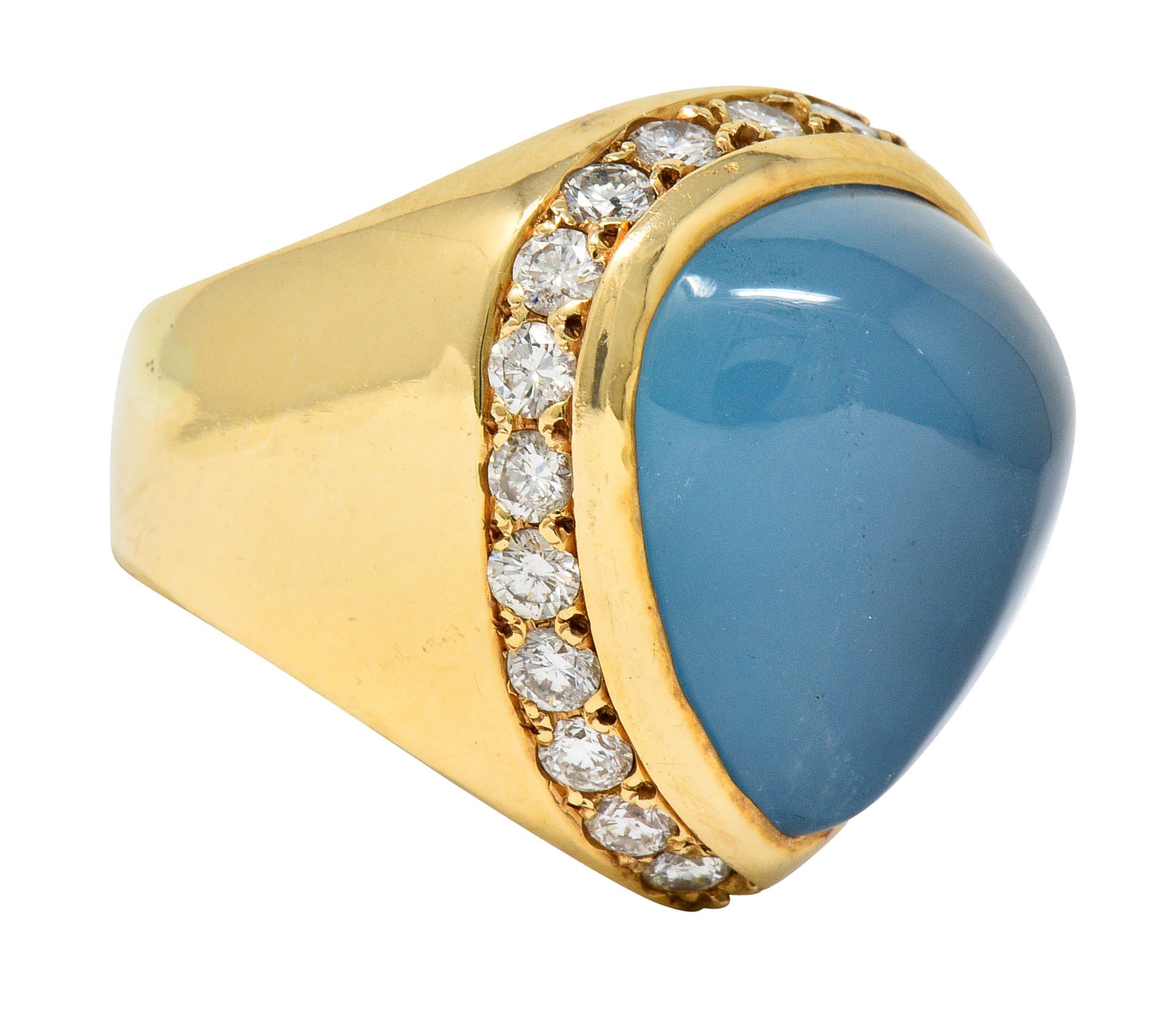 Vintage 18.75 CTW Aquamarine Diamond 14 Karat Gold Unisex Statement RingRing - Wilson's Estate Jewelry