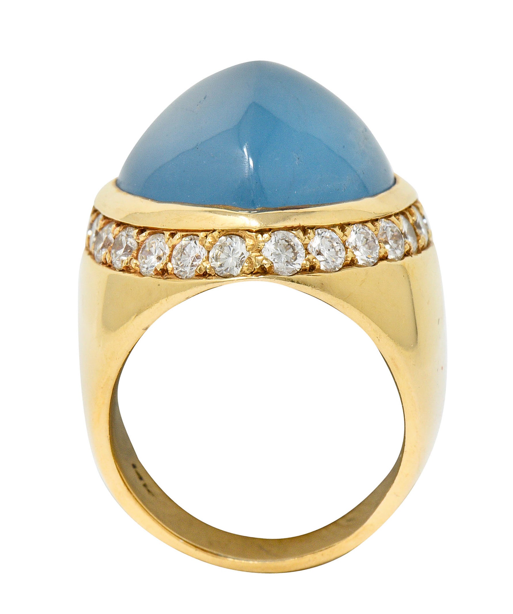 Vintage 18.75 CTW Aquamarine Diamond 14 Karat Gold Unisex Statement RingRing - Wilson's Estate Jewelry