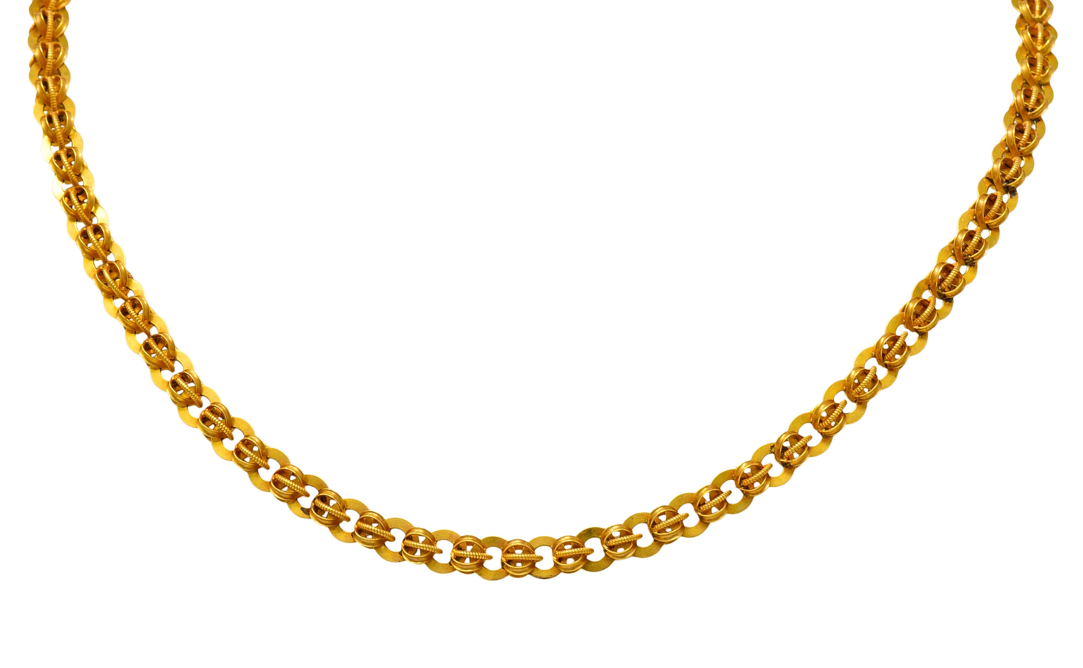 1890's Victorian 14 Karat Gold 19 Inch Circular Chain Link NecklaceNecklace - Wilson's Estate Jewelry