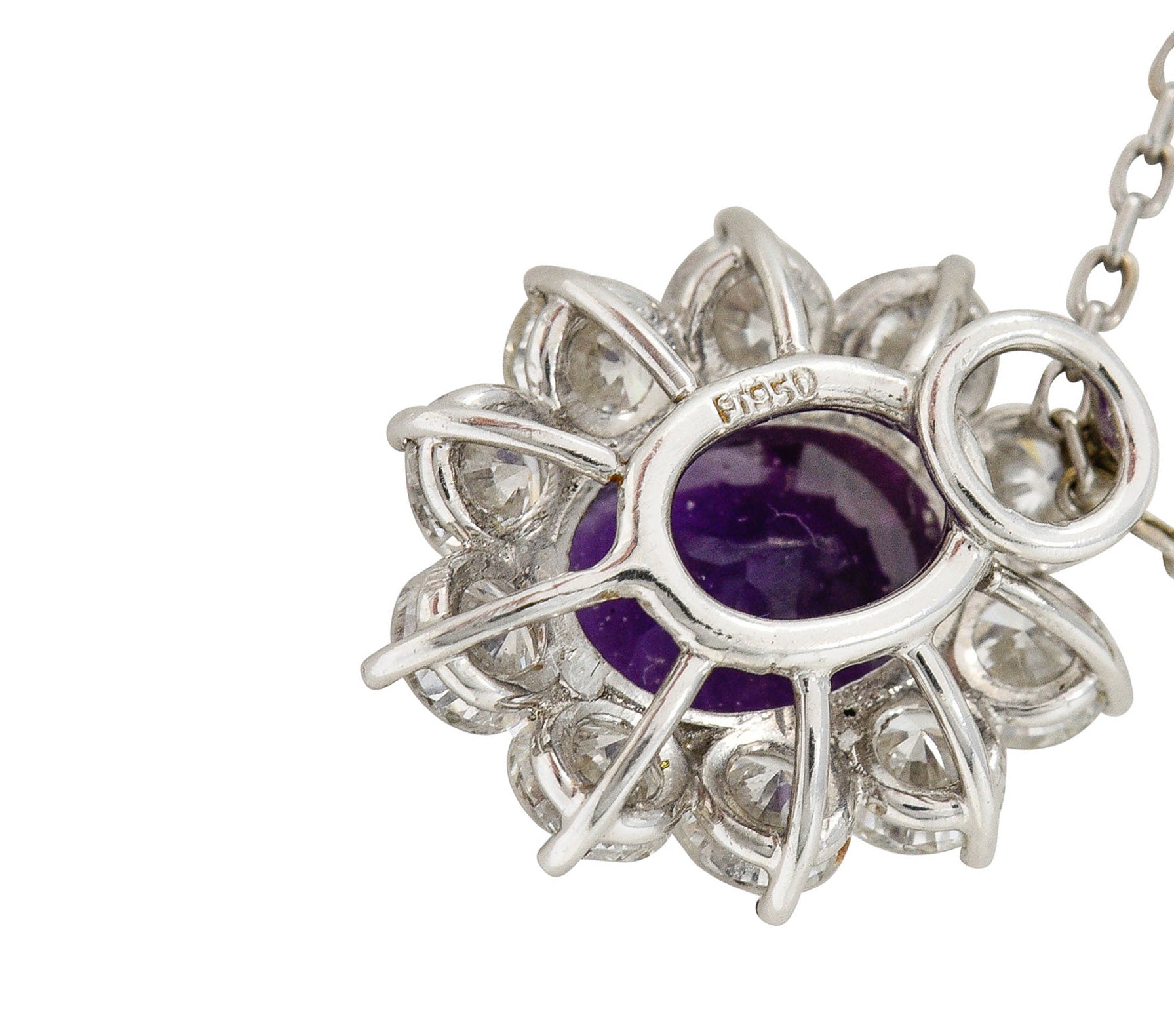 Amethyst 1.50 CTW Diamond Platinum Cluster Pendant NecklaceNecklace - Wilson's Estate Jewelry