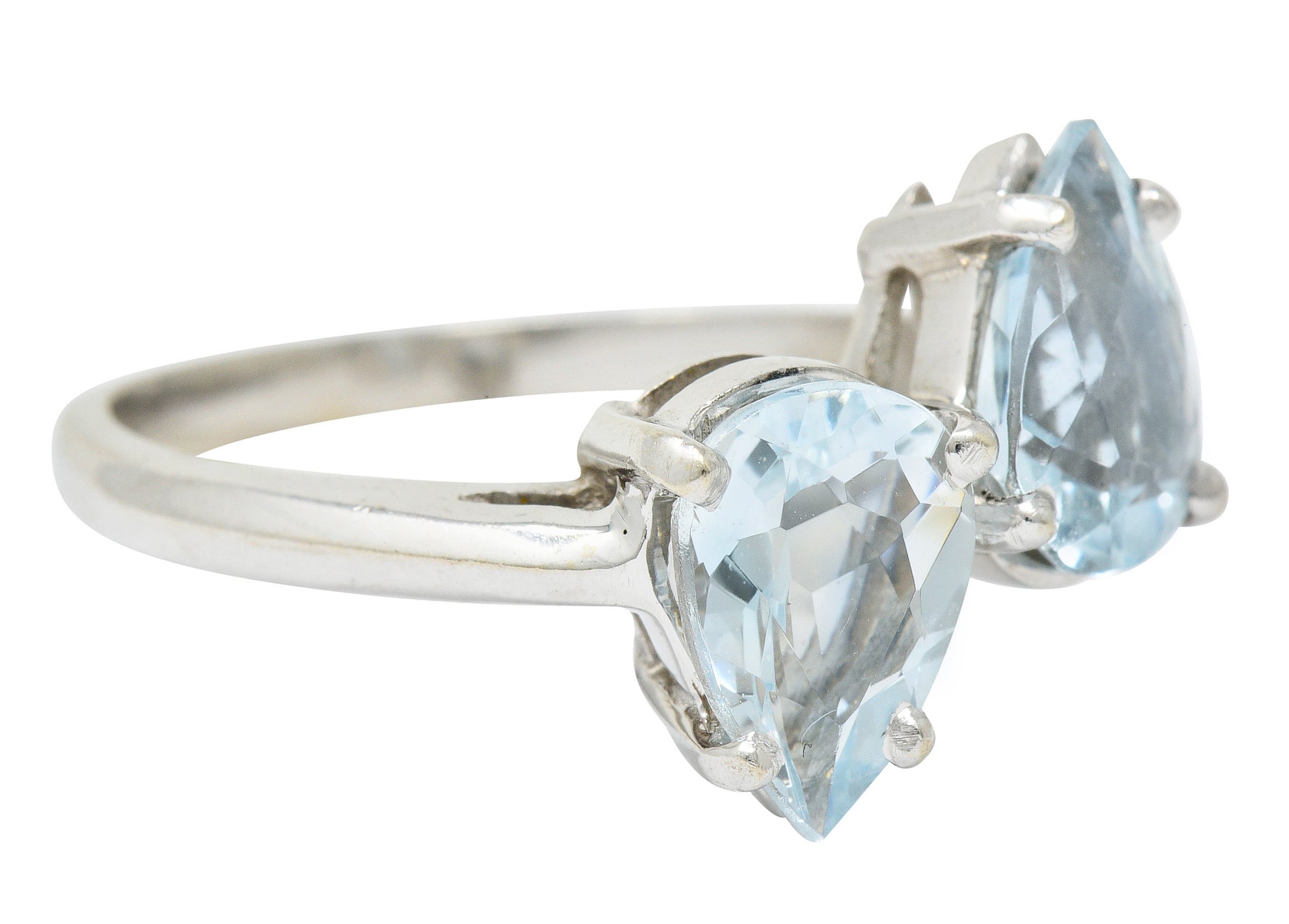 Retro 3.00 CTW Aquamarine 14 Karat White Gold Bypass RingRing - Wilson's Estate Jewelry